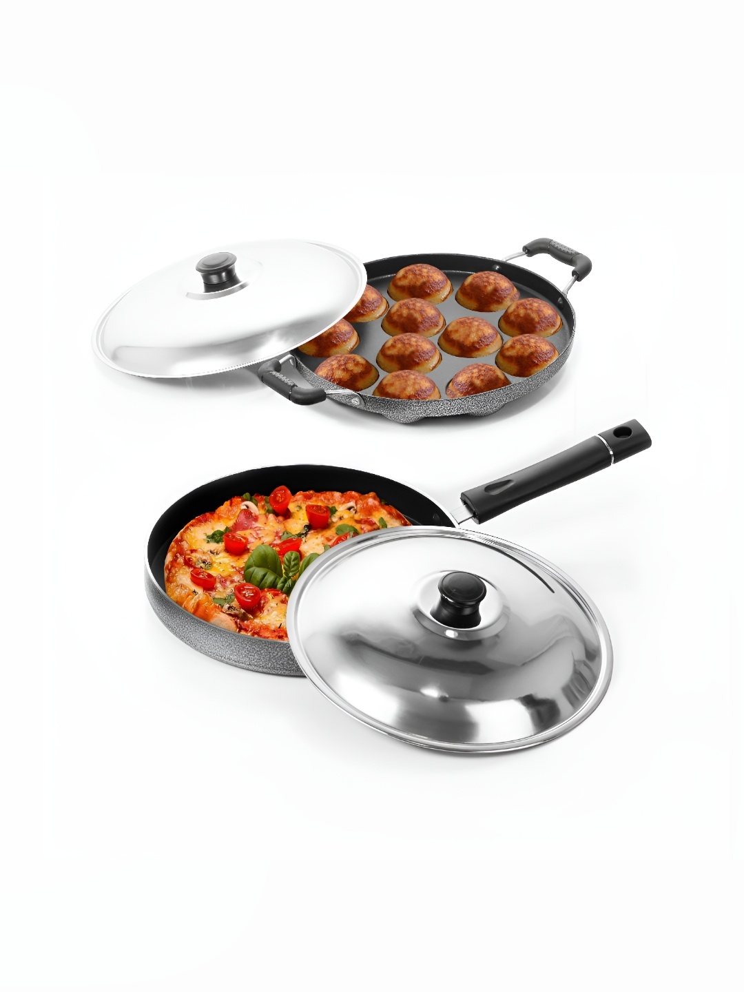 

Sumeet Silver-Toned 2 Pieces Aluminium Nonstick Dishwasher Safe Cookware Set