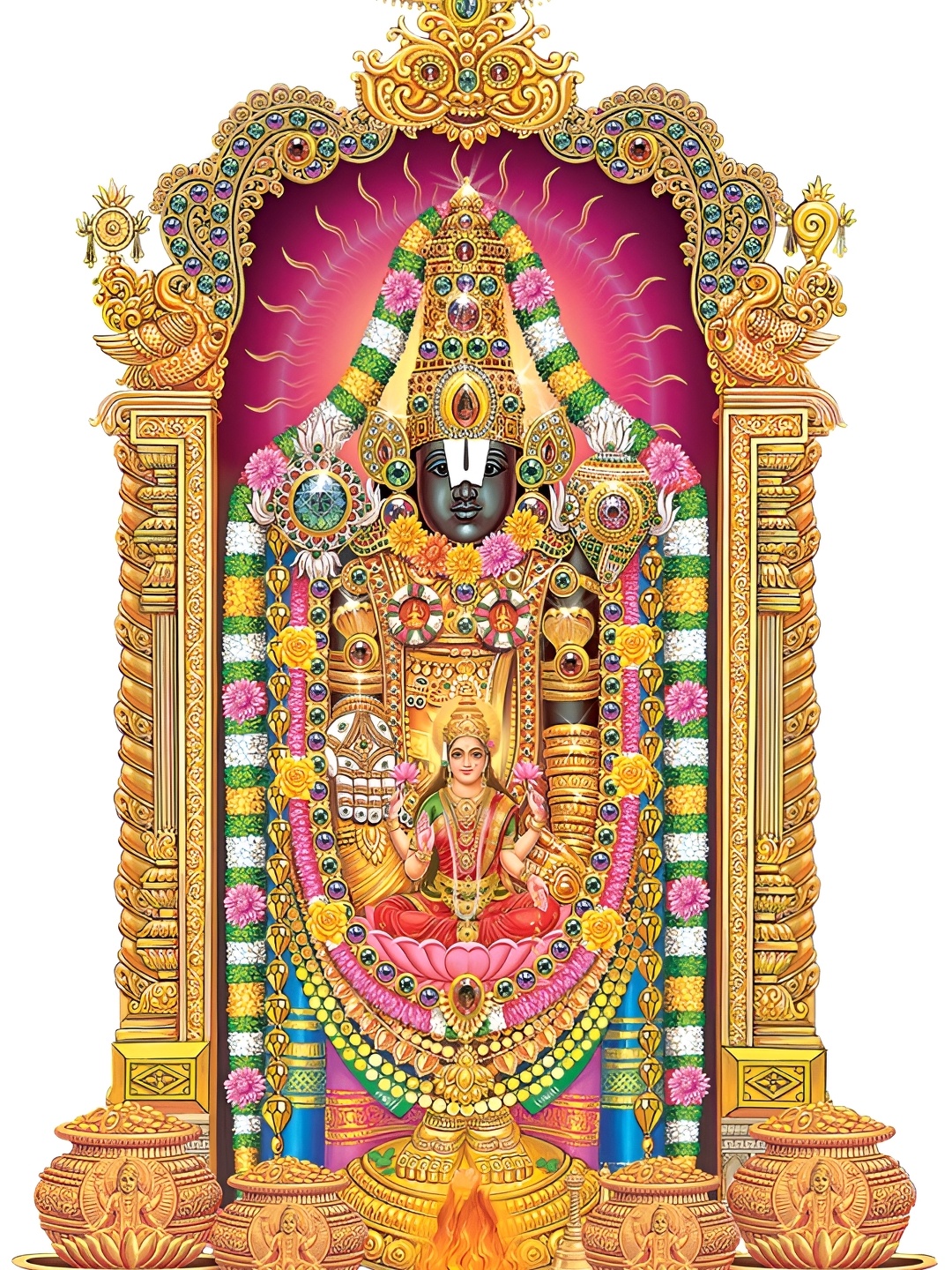 

Aquire Yellow & Pink Tirupati Balaji & Goddess Lakshmi Self Adhesive Wall Sticker