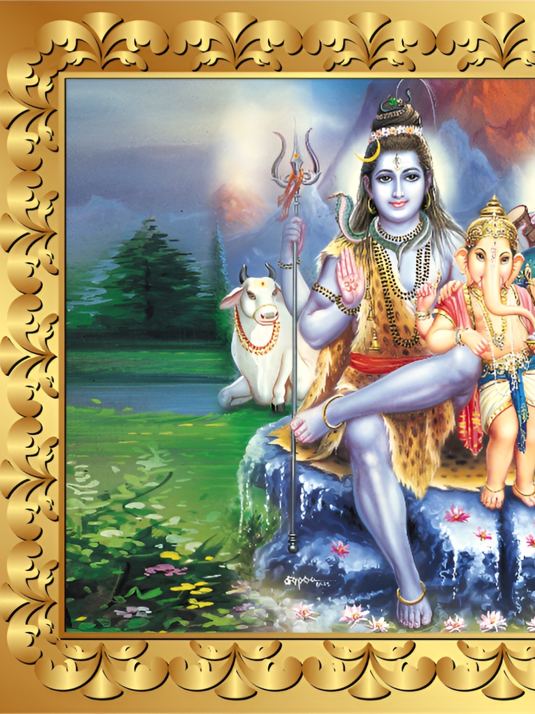 

Aquire Blue & Orange Shiv Parivar Self Adhesive Wall Sticker