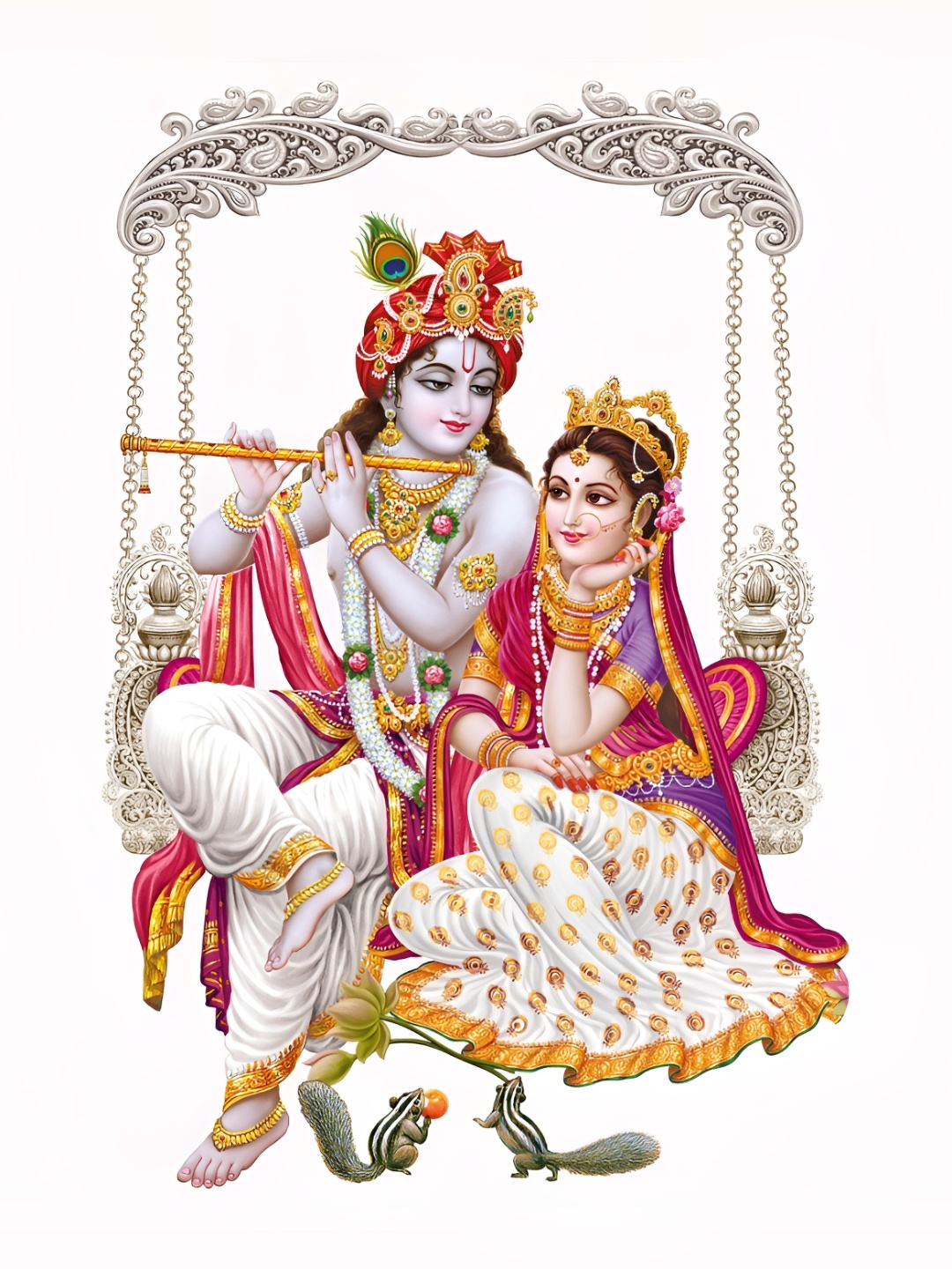 

Aquire White & Pink Radha Krishna Self Adhesive Wall Sticker