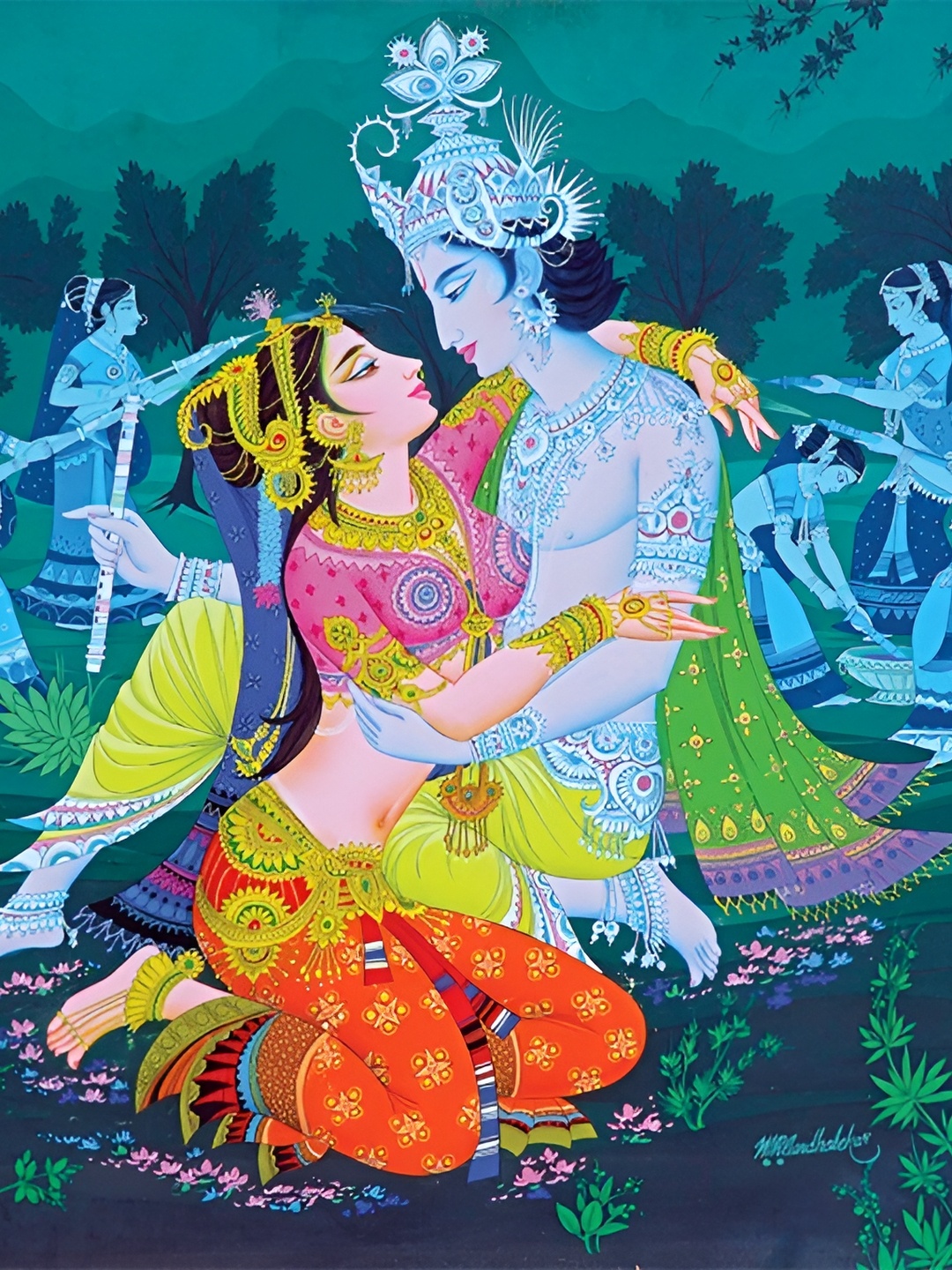 

Aquire Blue & Yellow Radha Krishna Sparkle Wall Stickers