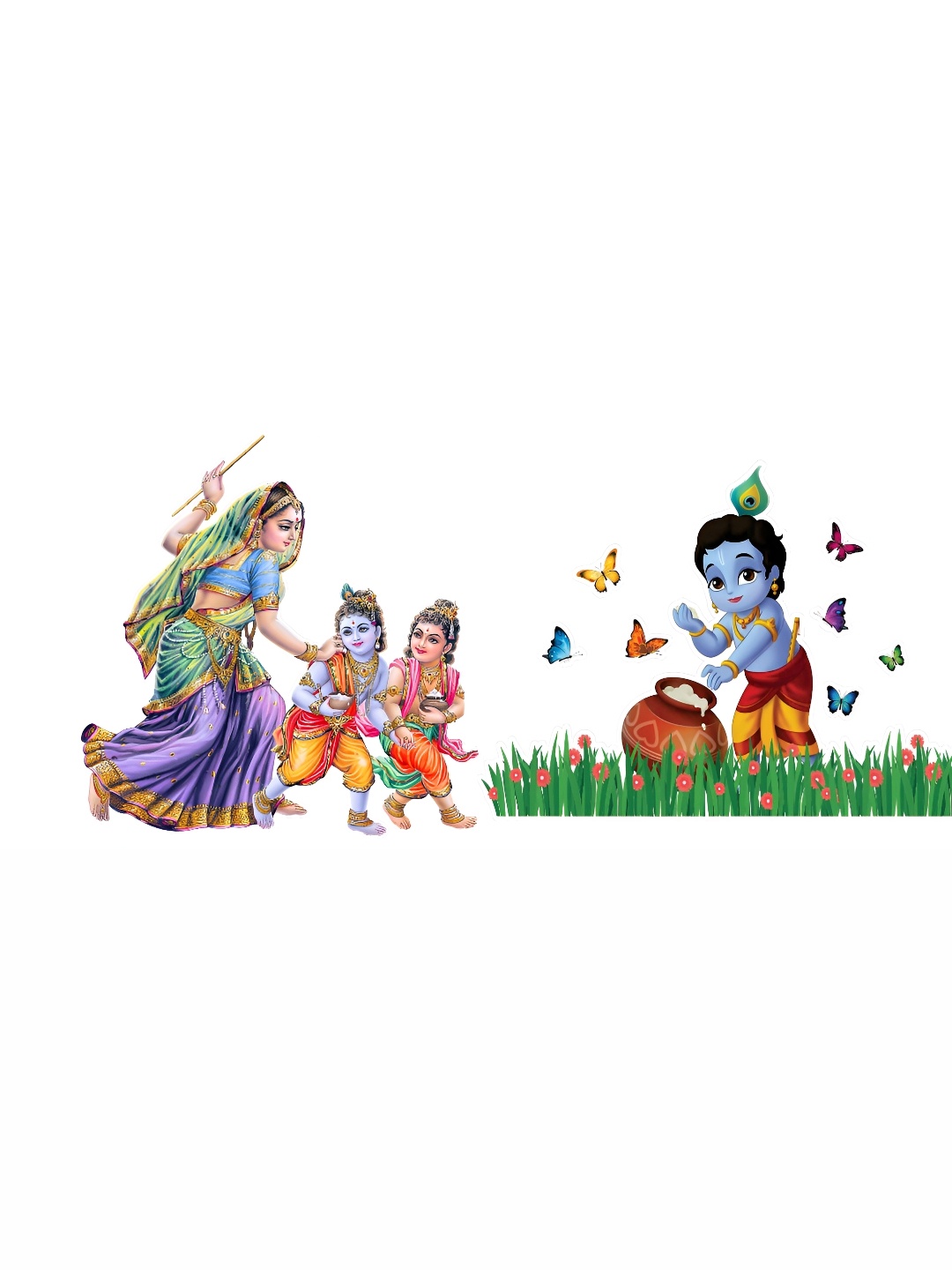 

Aquire Blue & Orange Krishna Self Adhesive Wall Sticker