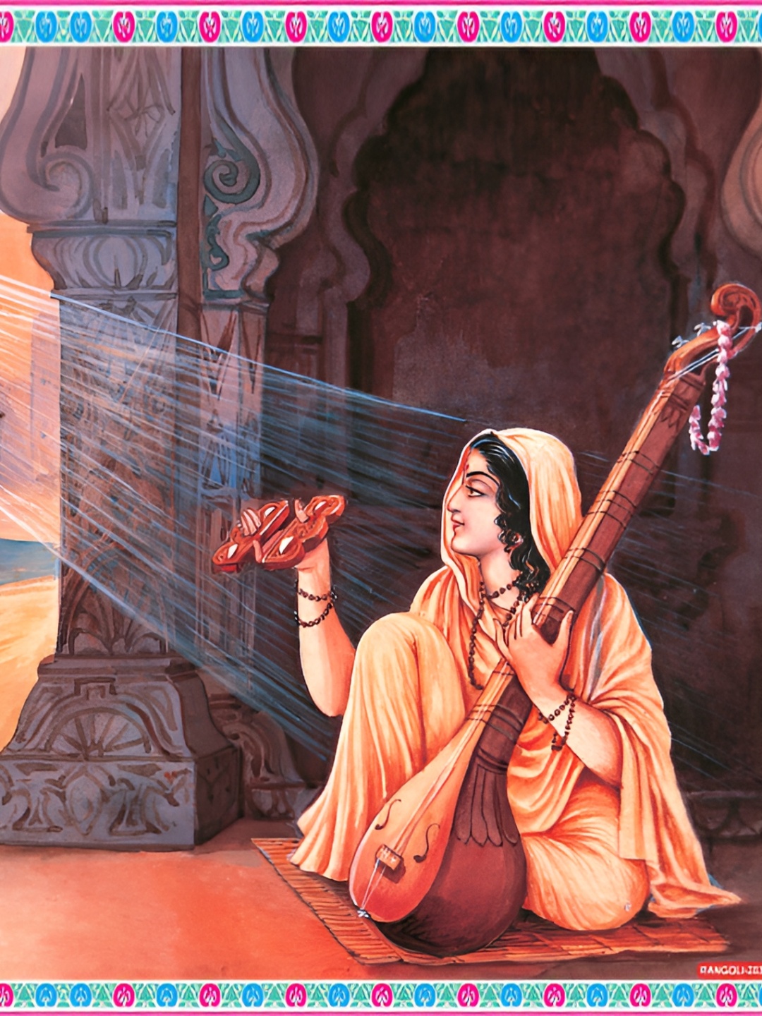 

Aquire Orange Coloured & Blue Religious Meera Or Krishna Wall Sticker