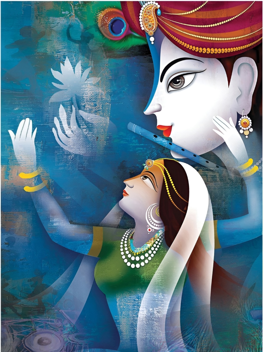 

Aquire Blue & White Canvas Radha Krishna Wall Sticker