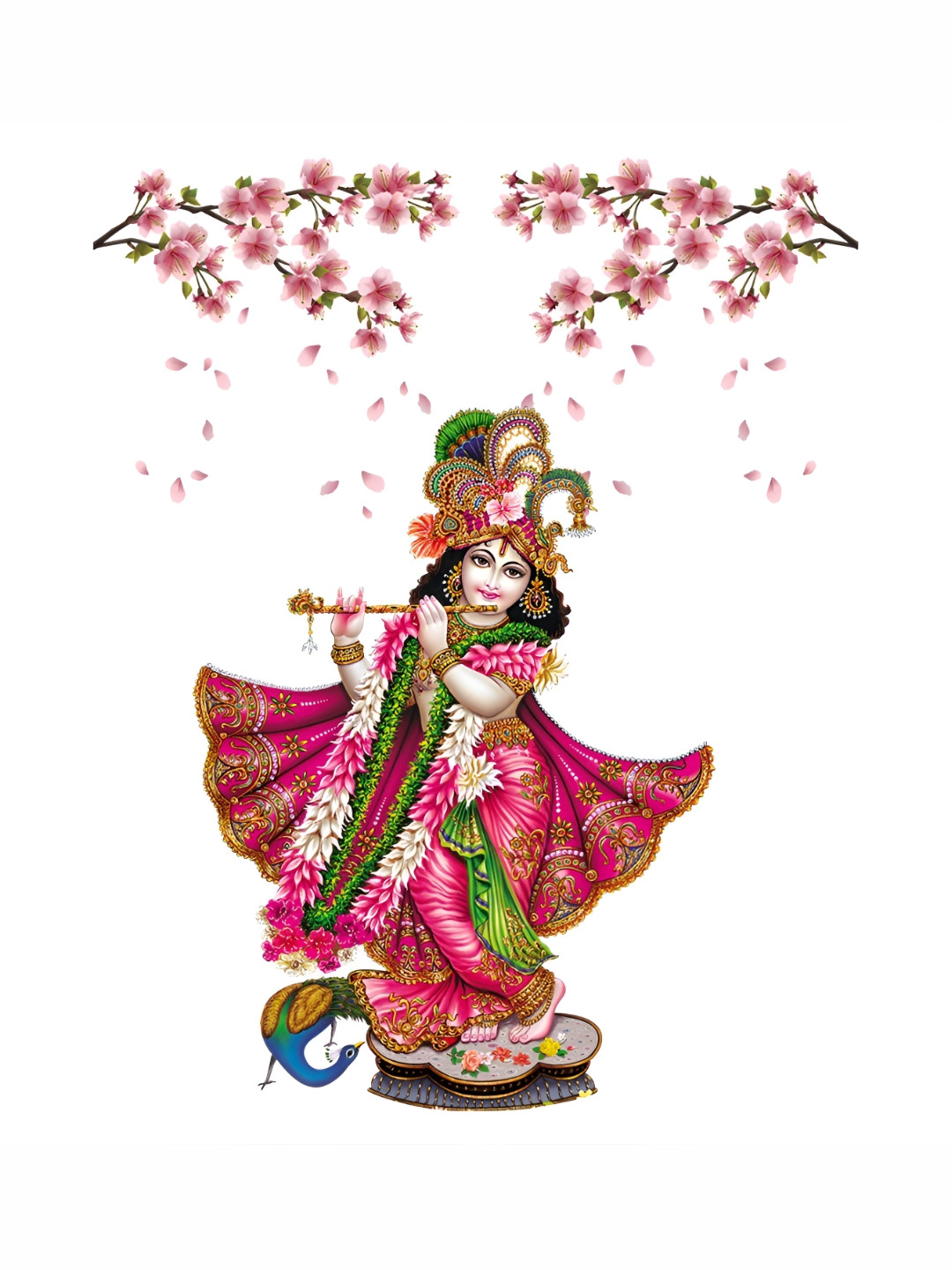 

Aquire Pink & Green Krishna Printed Self Adhesive Wallpaper