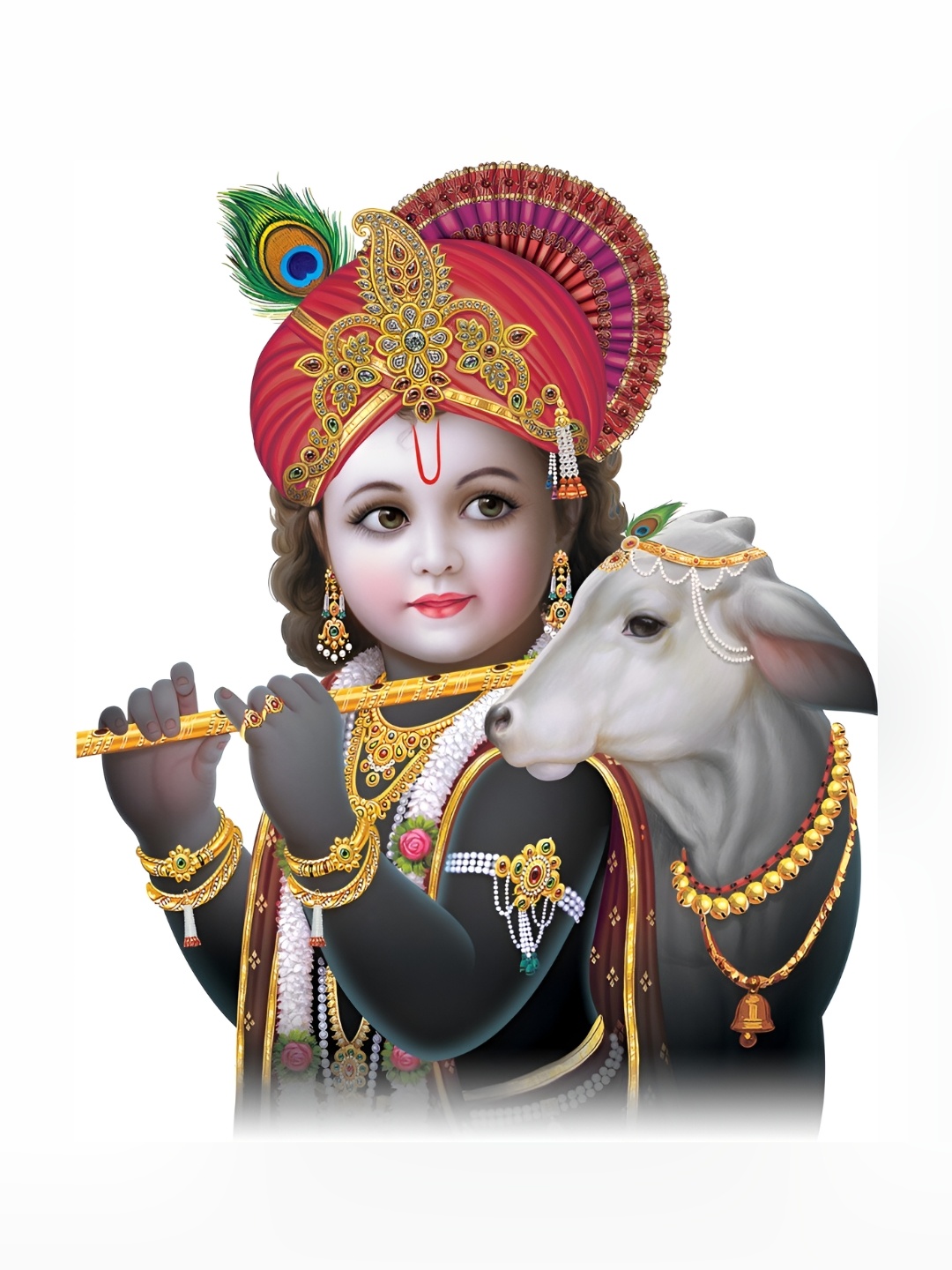 

Aquire Grey & Red Baal Krishna Printed Wallpaper