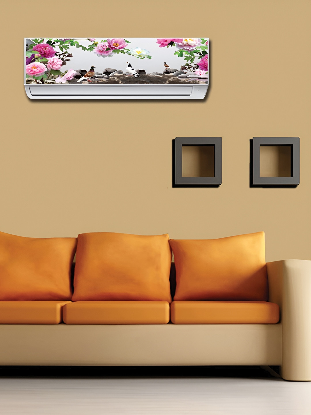 

Aquire Pink & Brown Flower & Bird Printed AC Sticker