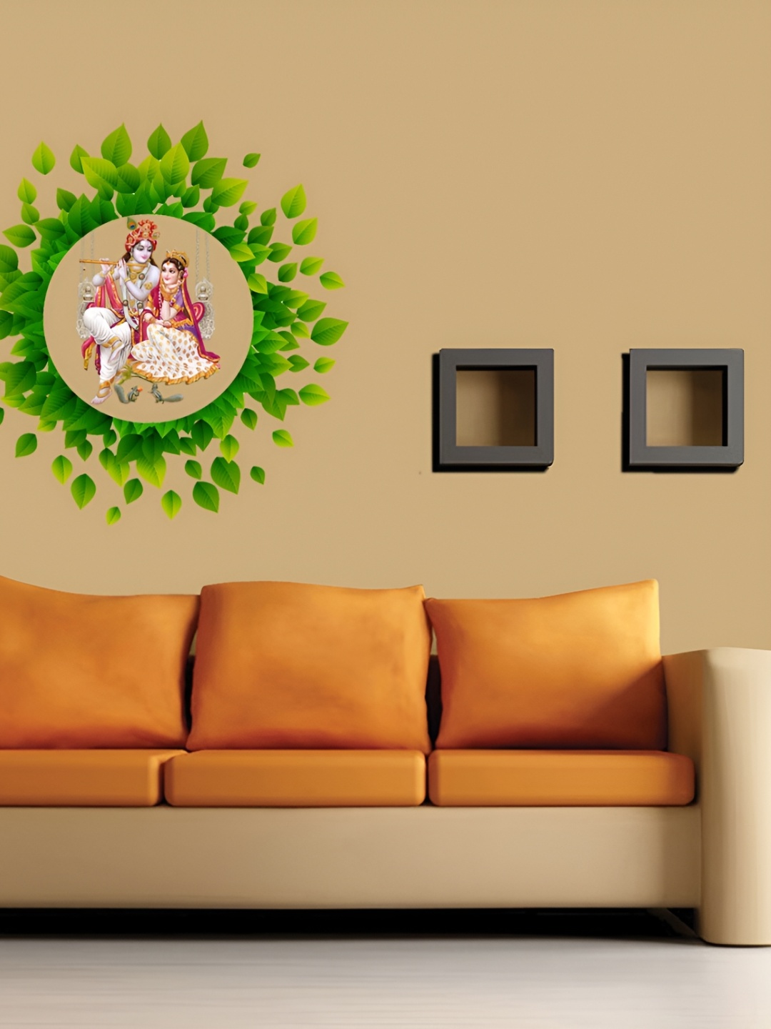 

Aquire Green & Red Religious Radha Krishna Printed Wallpaper