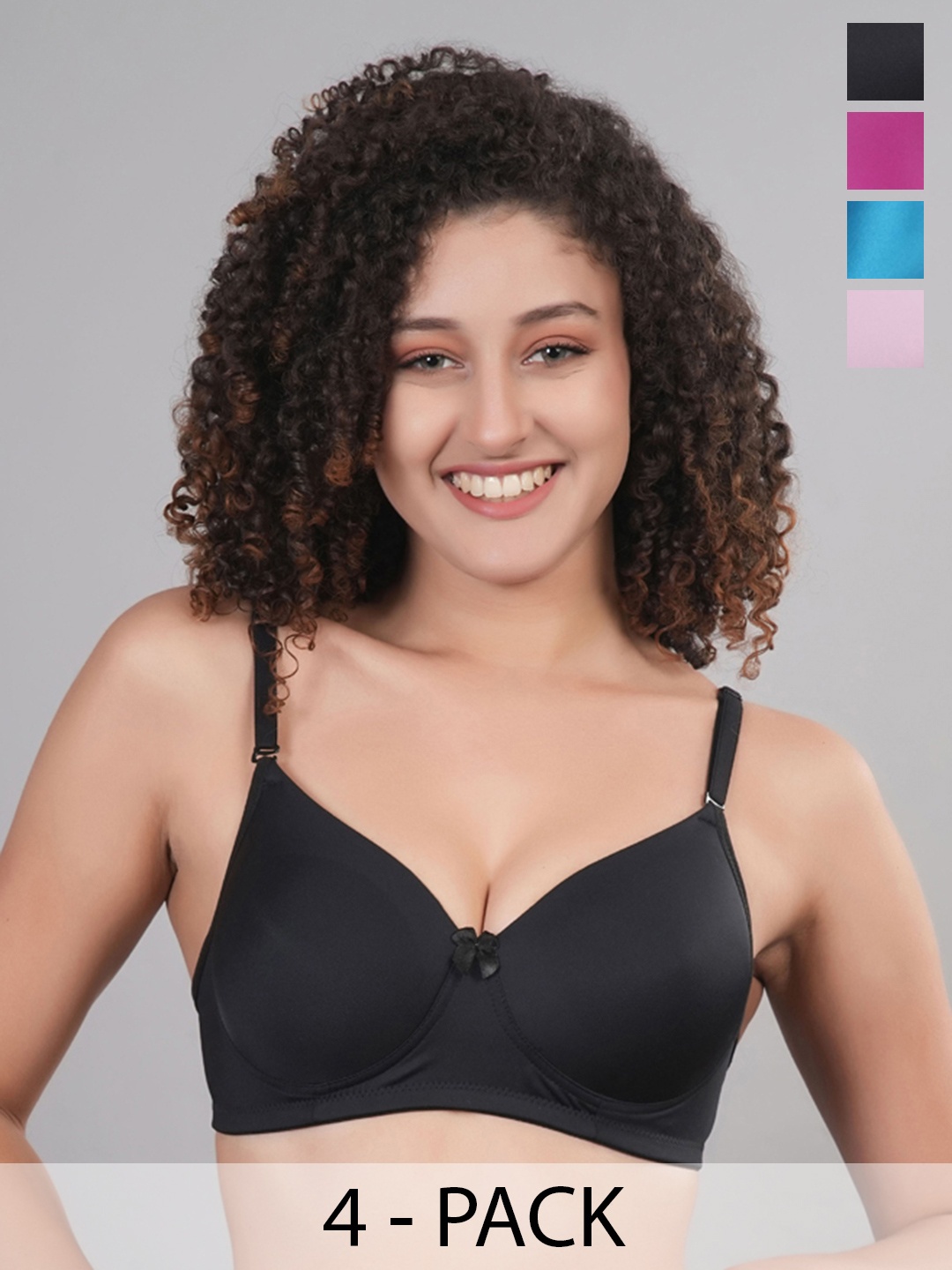 

Broiden Pack Of 4 Full Coverage Lightly Padded Bra BRA_80_04_B, Multi
