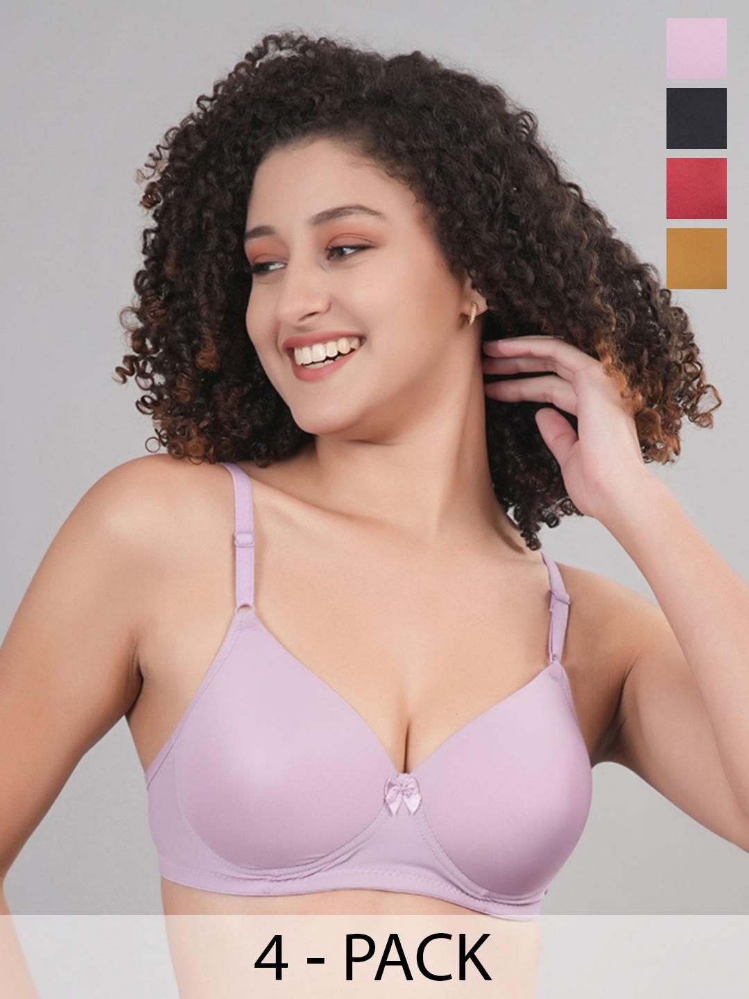 

Broiden Pack of 4 Bra Full Coverage Lightly Padded, Multi