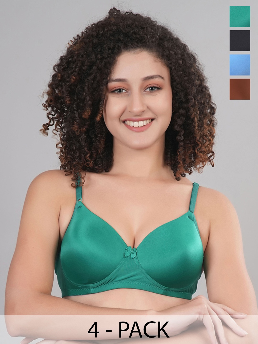 

Broiden Pack of 4 Bra Full Coverage Lightly Padded, Multi