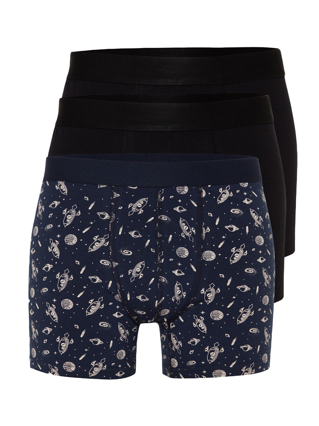 

Trendyol Men Pack Of 3 Printed Breathability Trunks 970158903-Navy Blue
