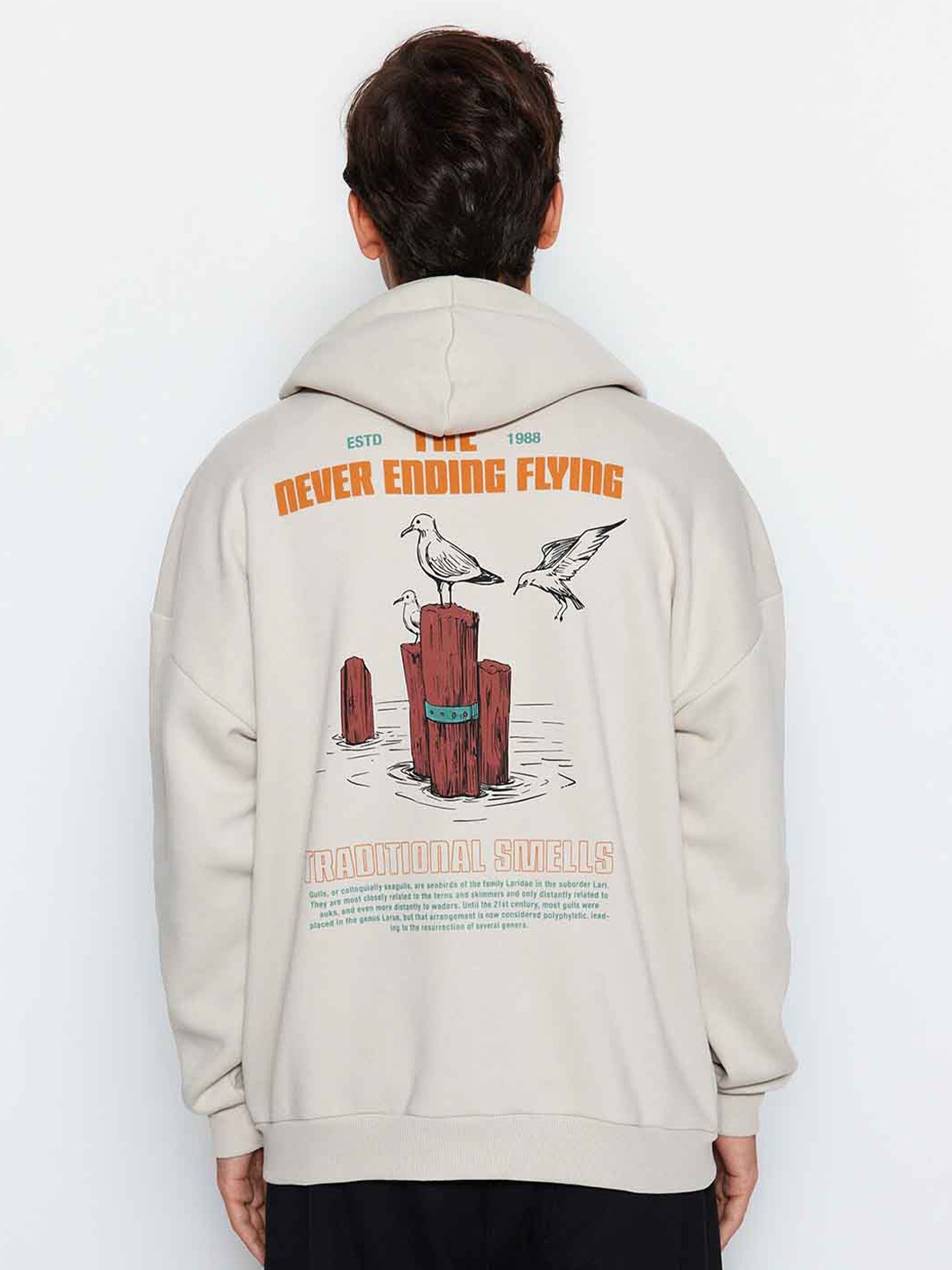 

Trendyol Graphic Printed Hooded Pullover, Off white
