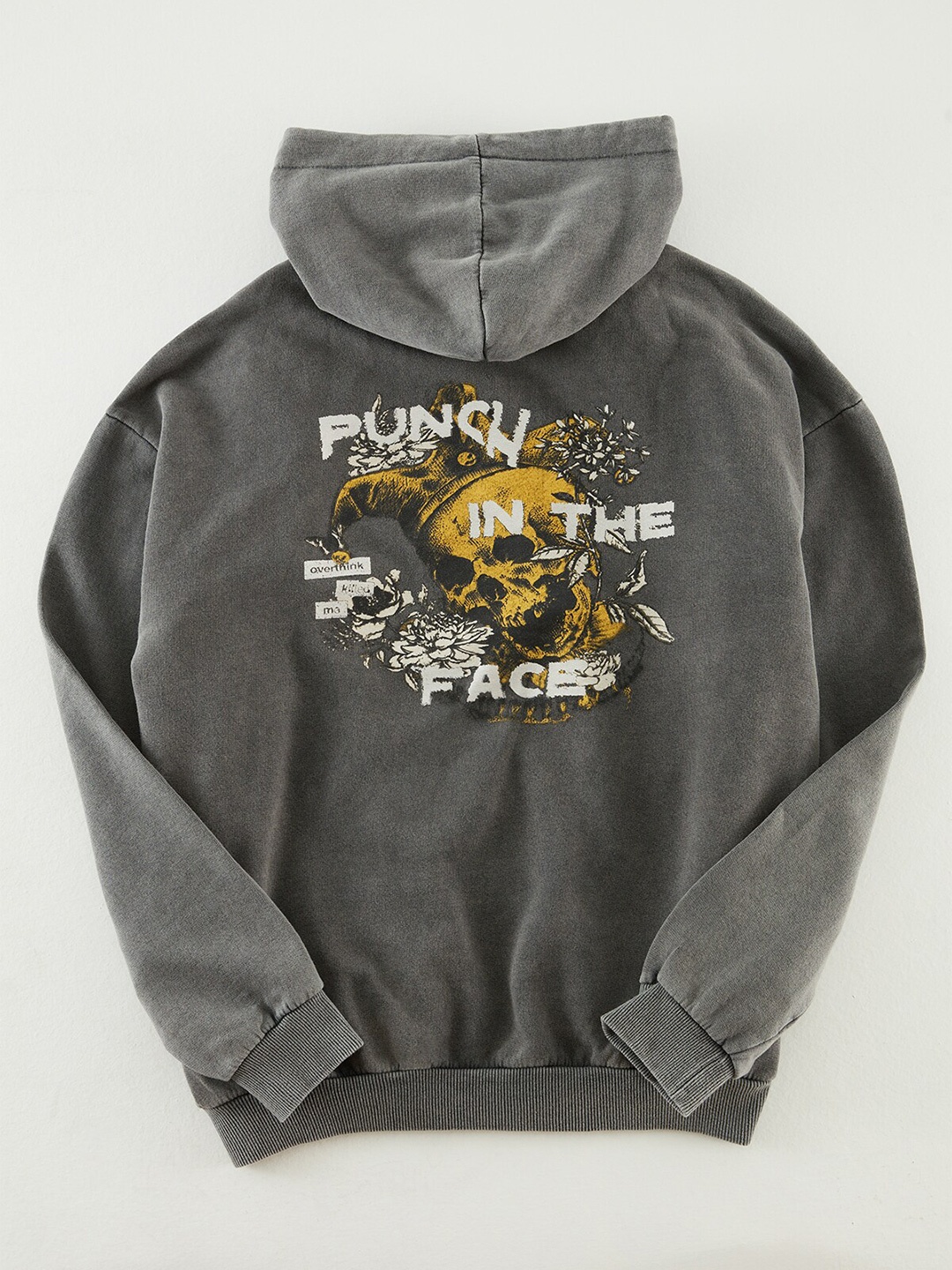 

Trendyol Graphic Printed Hooded Pure Cotton Pullover Sweatshirt, Grey