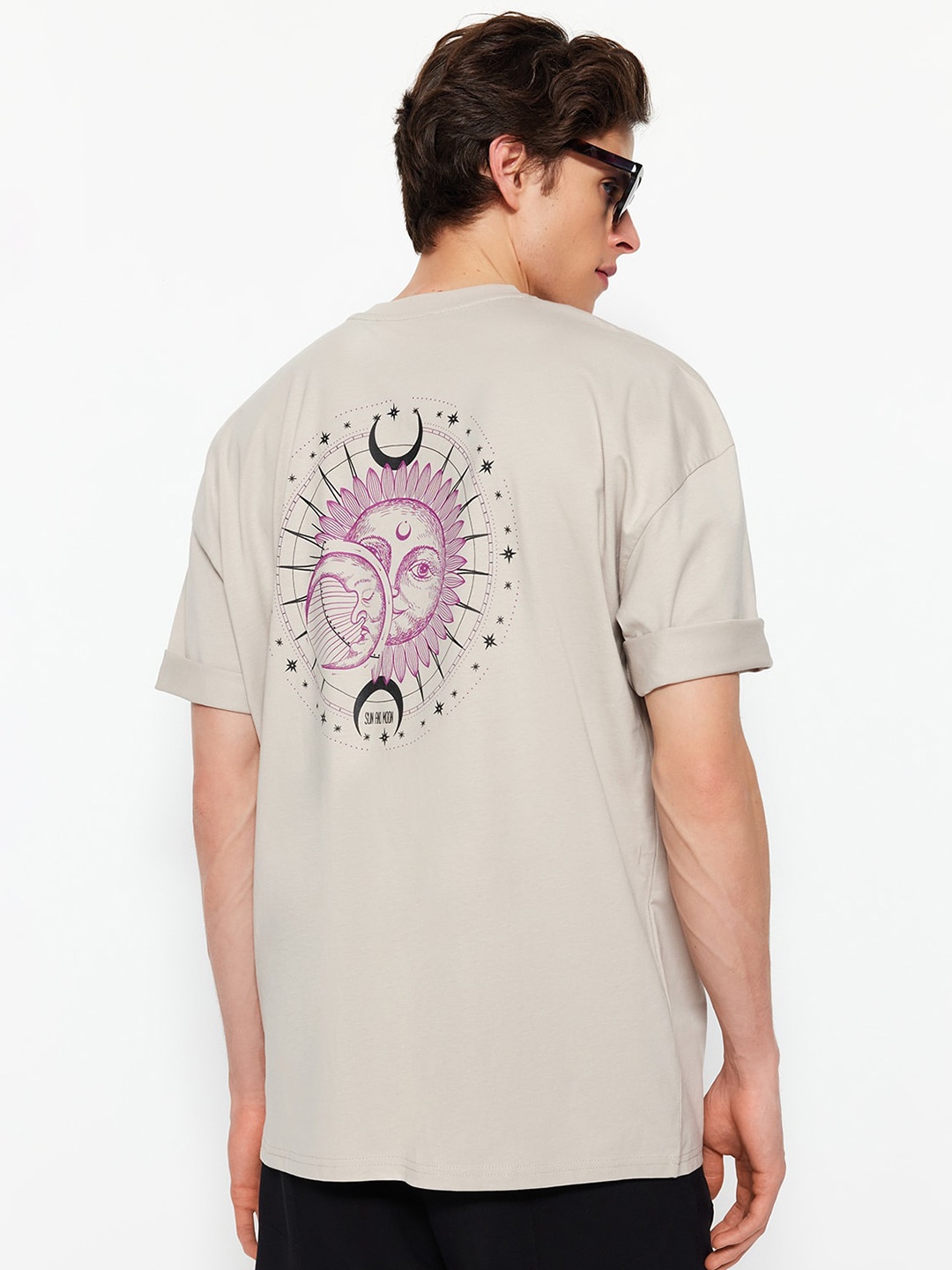 

Trendyol Graphic Printed Cotton T-shirt, Beige
