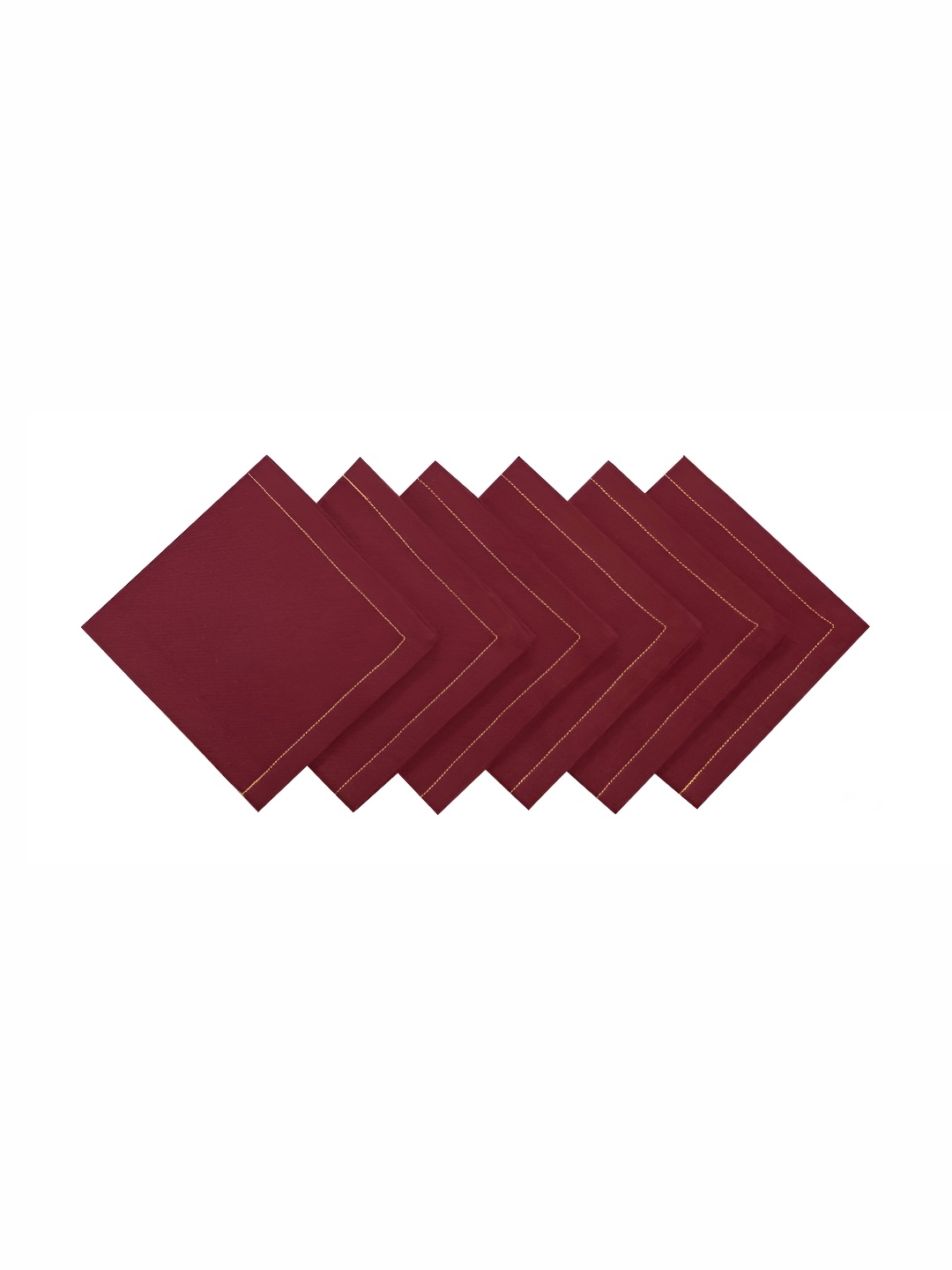 

FOVEROS Maroon 6 Pieces Contarst Thread Work Detail Cotton Dinner Table Napkins