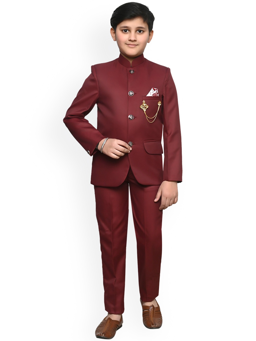 

BAESD Kids Ethnic Jodhpuri Blazer & Trousers, Maroon