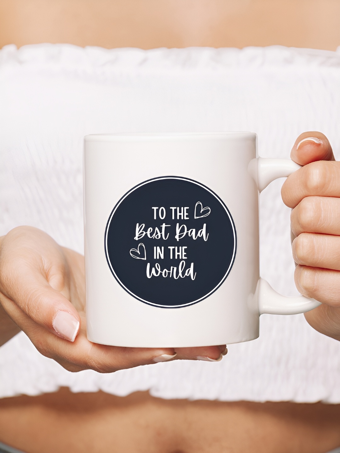 

The Decor Lane White Printed Ceramic Glossy Mugs 325 ml