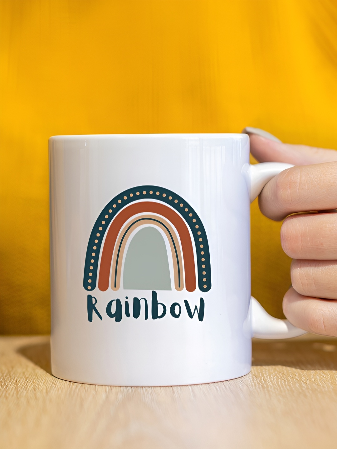 

The Decor Lane White Printed Ceramic Glossy Mugs 325 ml