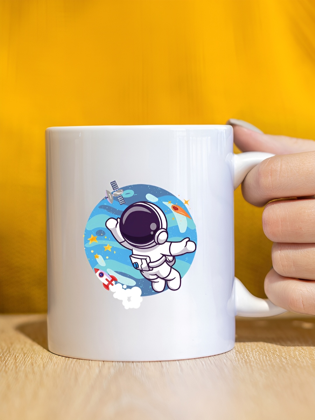 

The Decor Lane White Printed Ceramic Glossy Mugs 325 ml