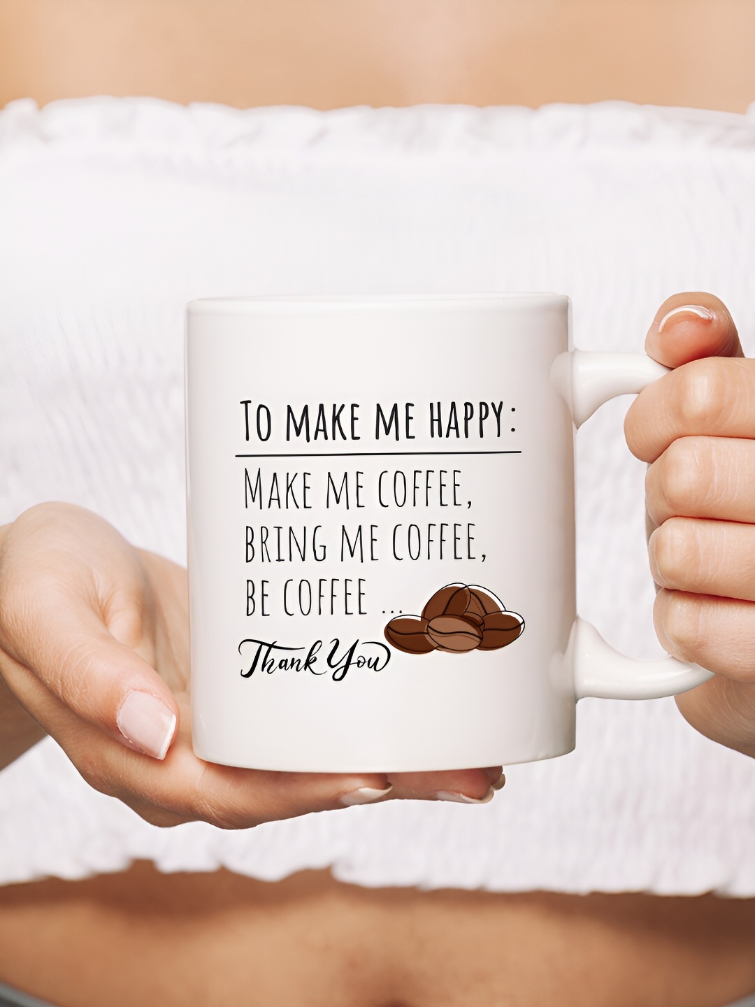 

The Decor Lane White Printed Ceramic Glossy Mugs 325 ml