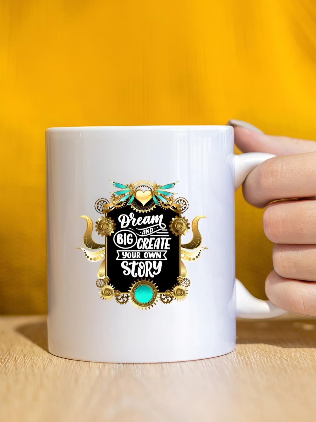 

The Decor Lane White Printed Ceramic Glossy Mugs 325 ml