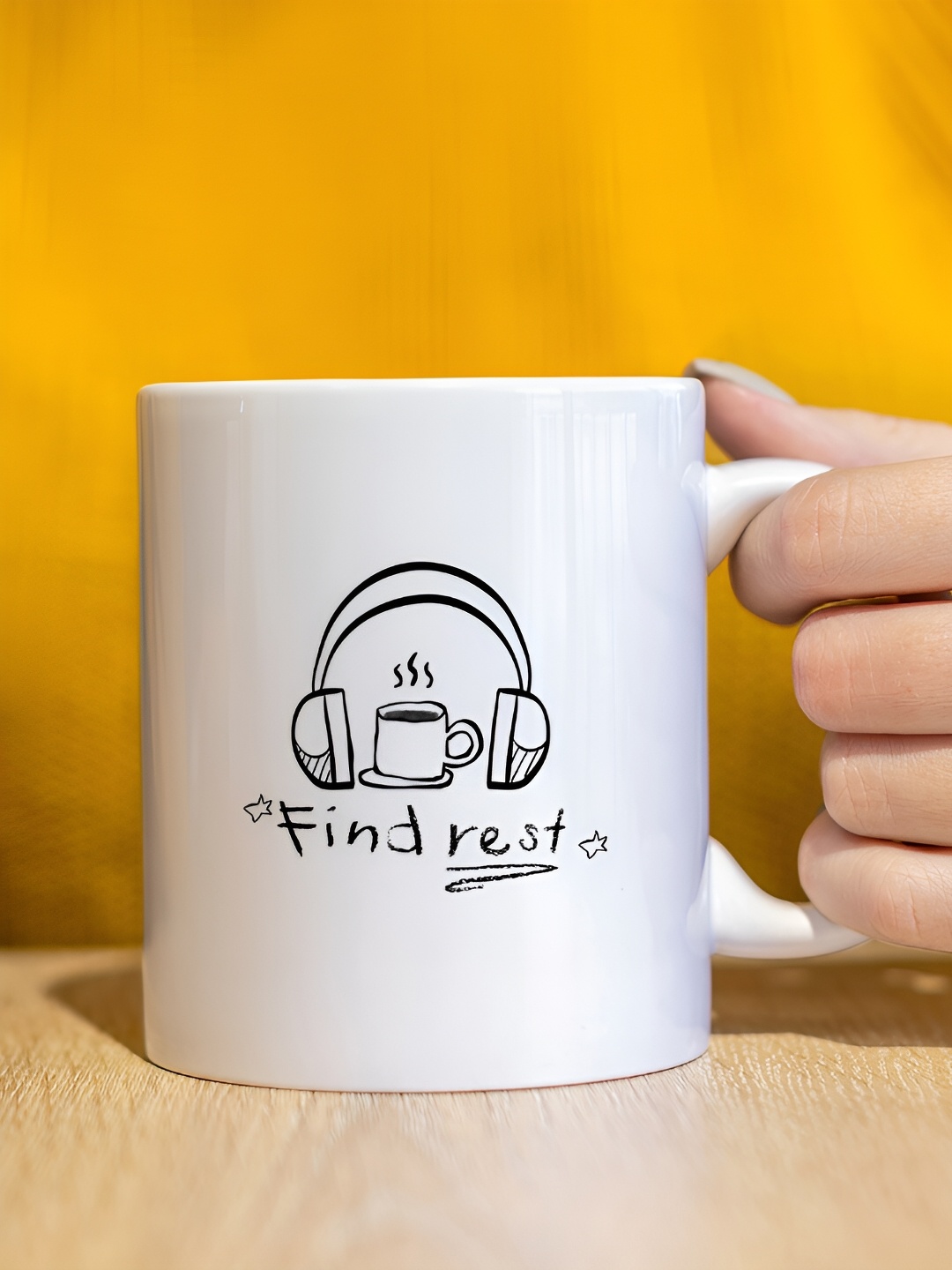

The Decor Lane White Printed Ceramic Glossy Mugs 325 ml