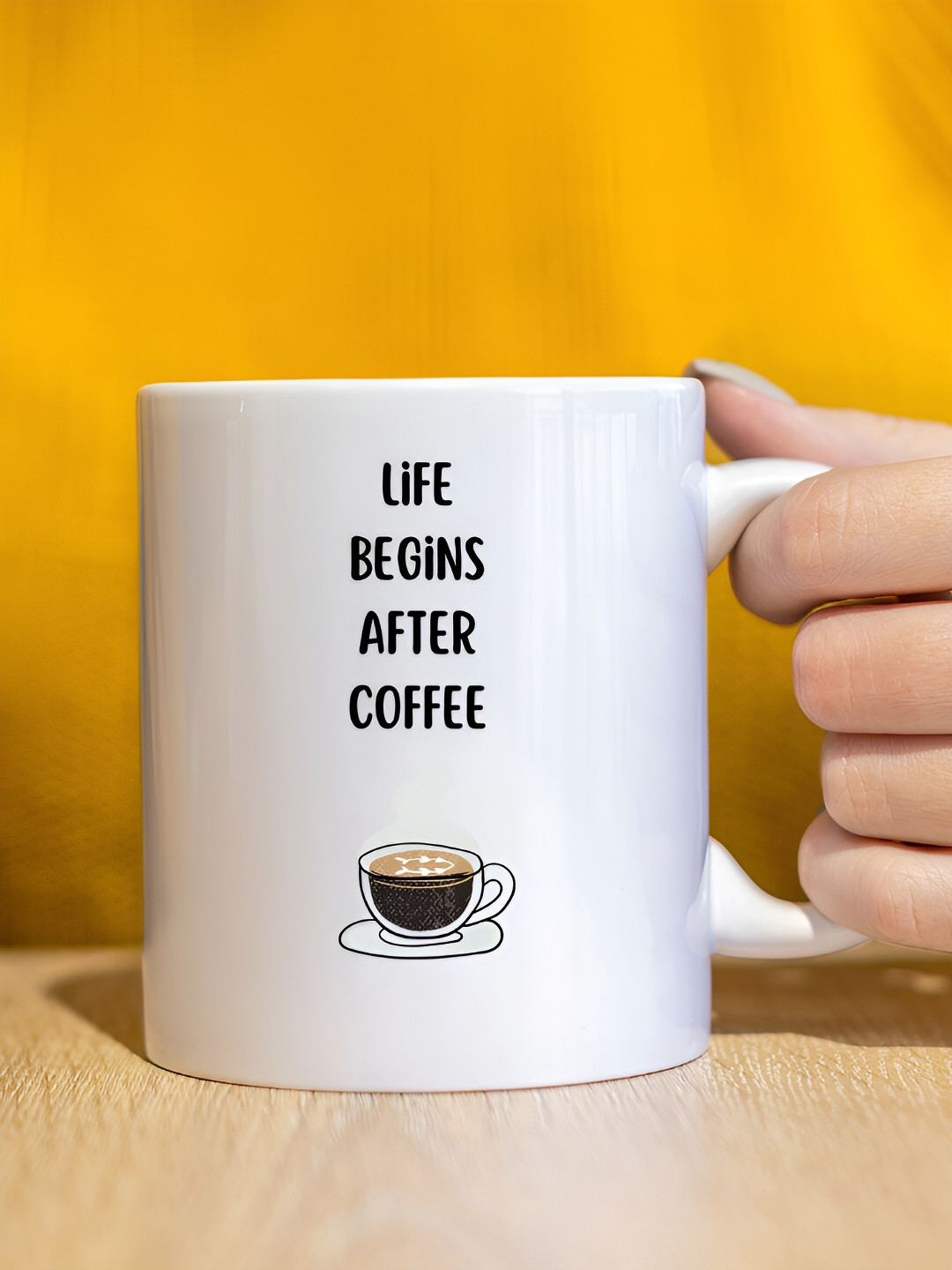 

The Decor Lane White Printed Ceramic Glossy Mugs 325 ml