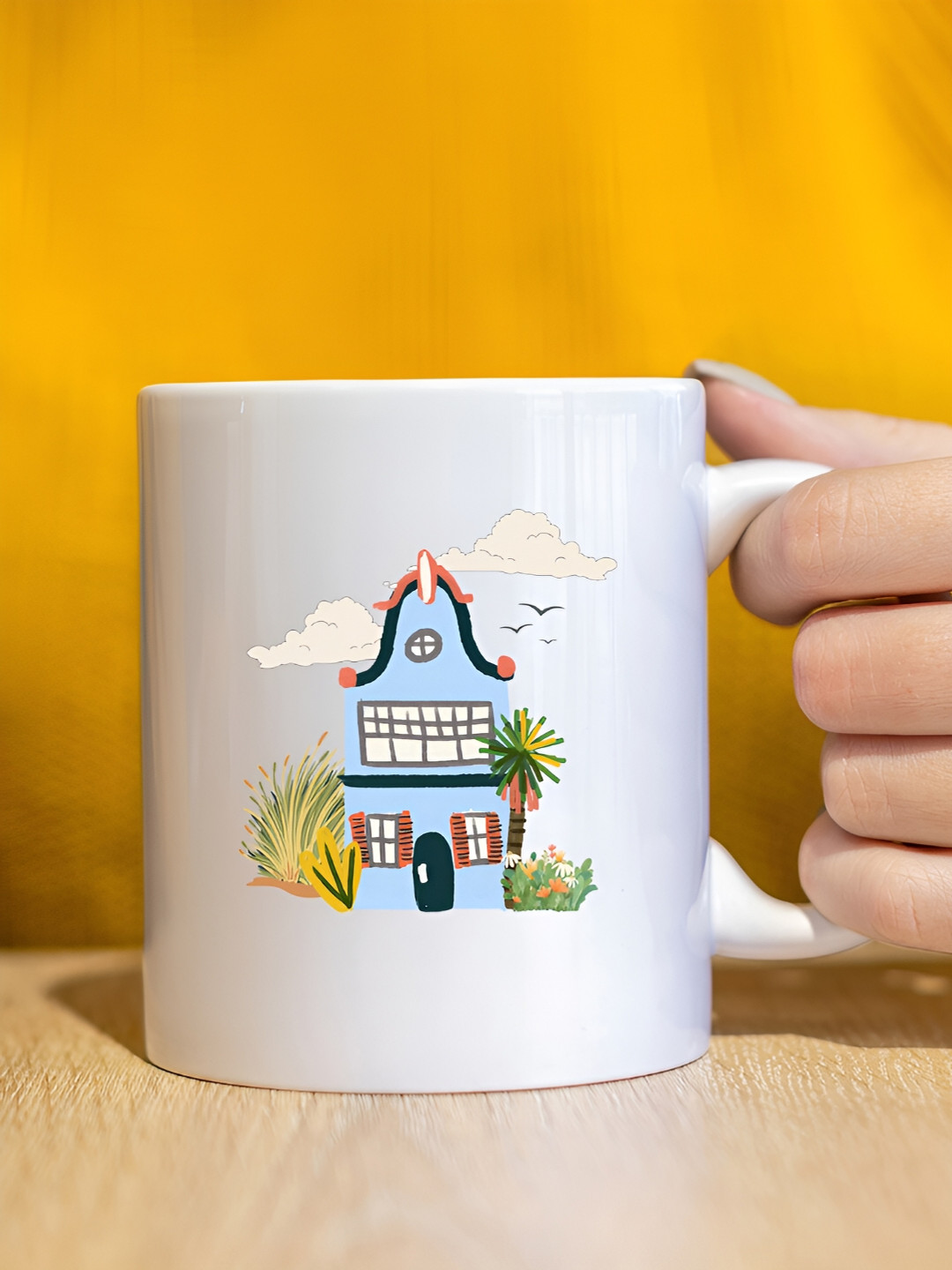 

The Decor Lane White Printed Ceramic Glossy Mugs 325 ml