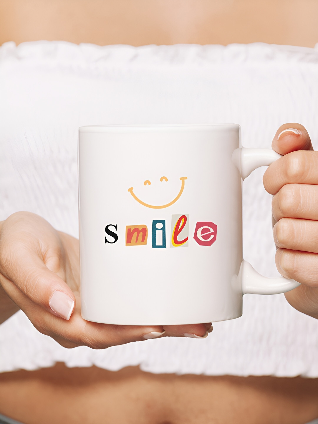 

The Decor Lane White Printed Ceramic Glossy Mugs 325 ml