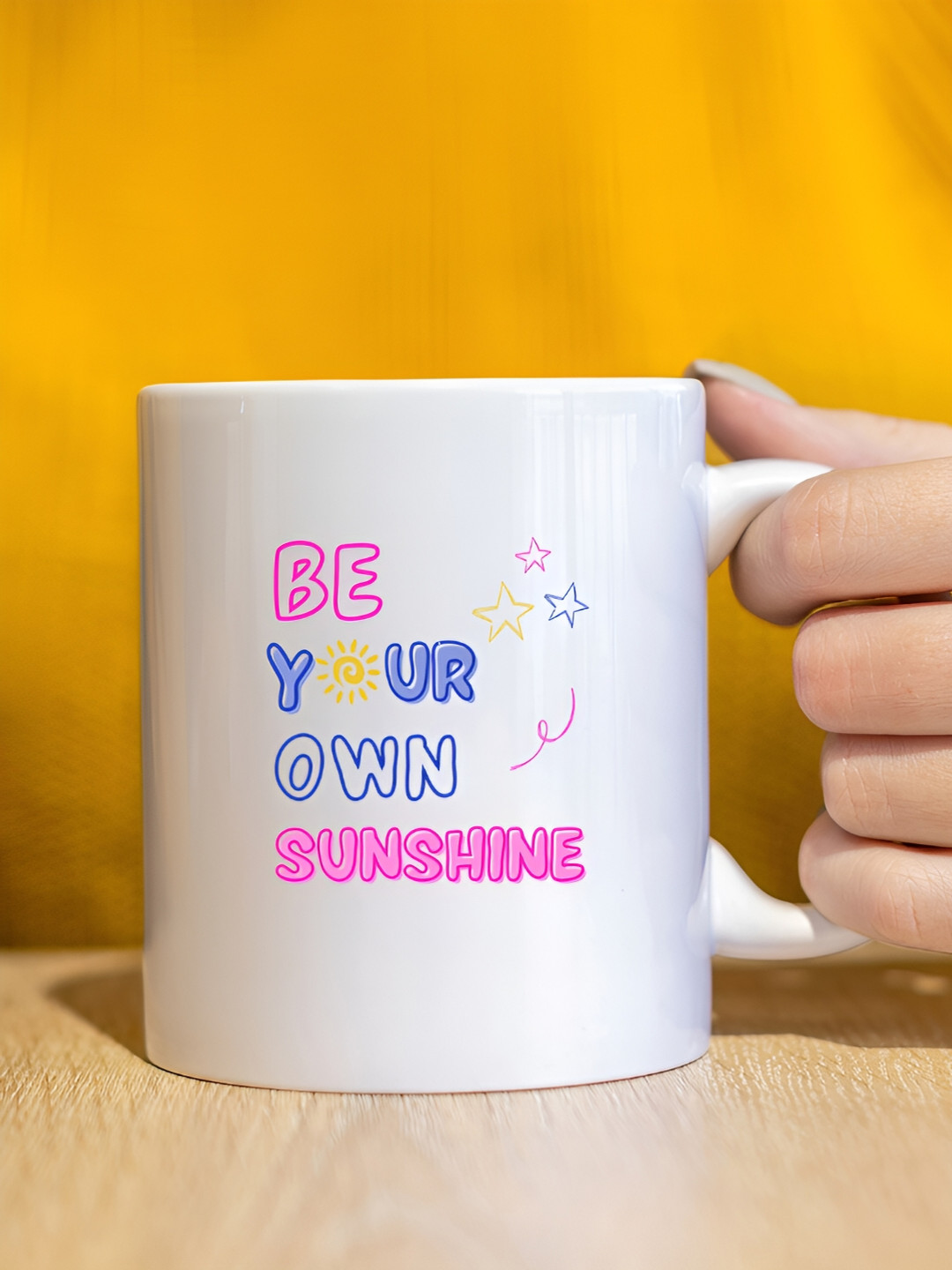 

The Decor Lane White & Pink Printed Microwave Safe Glossy Finish Ceramic Mug 325 ml