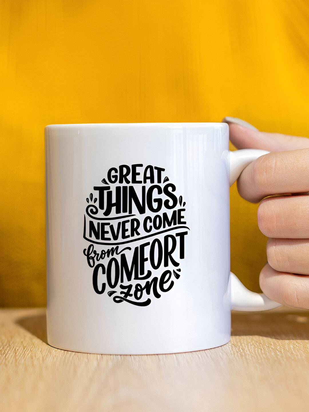 

The Decor Lane White & Black Printed Microwave Safe Glossy Finish Ceramic Mug 325 ml