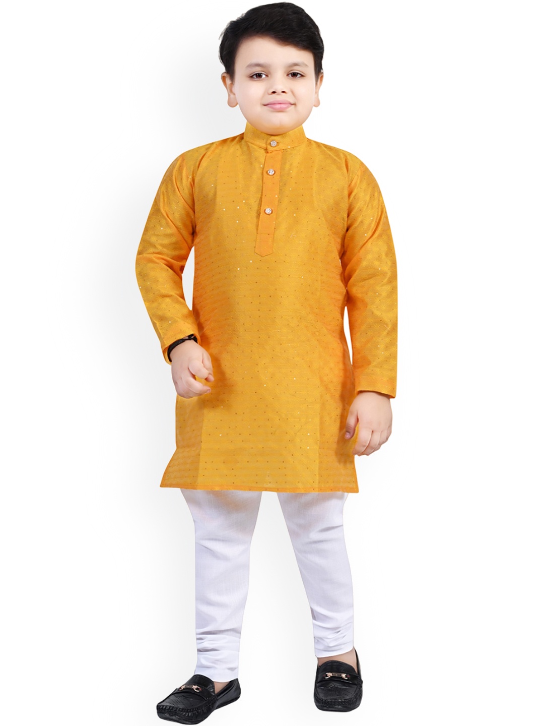 

BAESD Boys Ethnic Motifs Regular Kurta With Pyjamas, Yellow