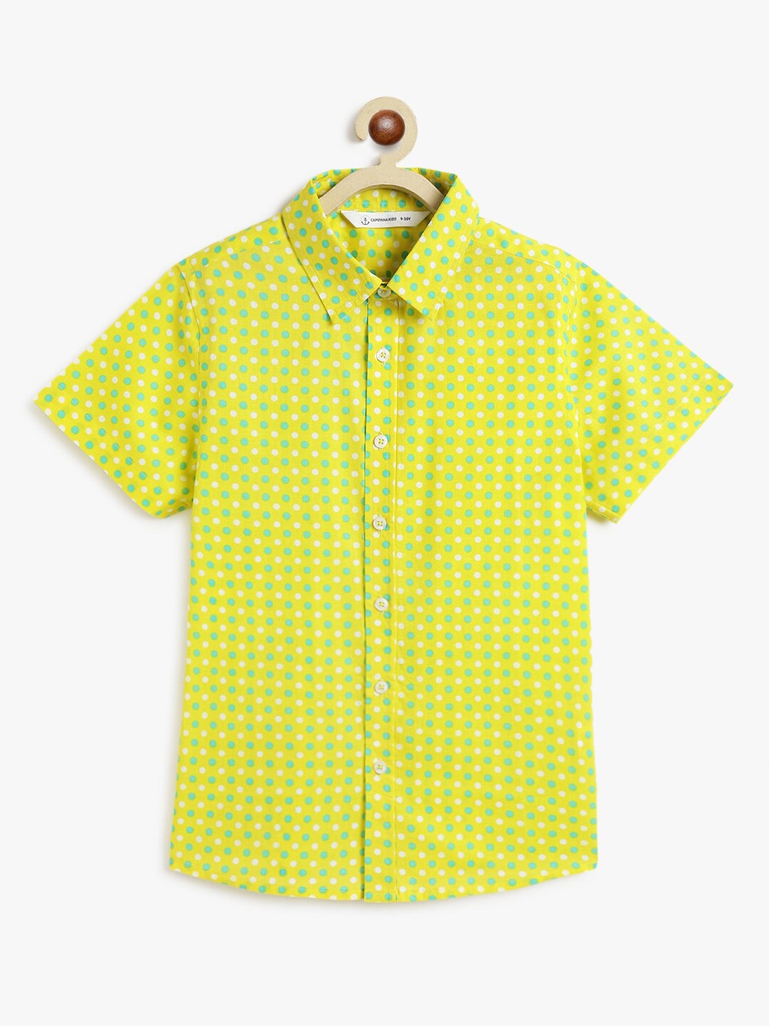 

Campana Boys Classic Printed Spread Collar Short Sleeves Cotton Casual Shirt, Yellow