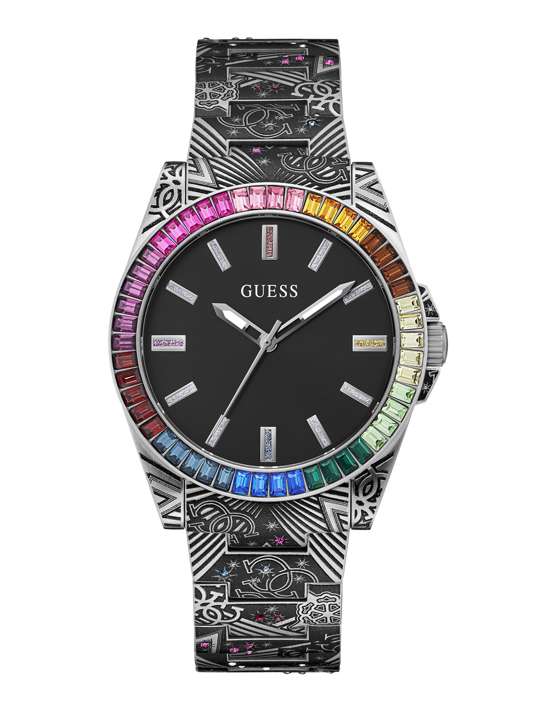 

GUESS Men Stainless Steel Dial & Bracelet Style Strap Throne Analogue Watch GW0496G1, Black