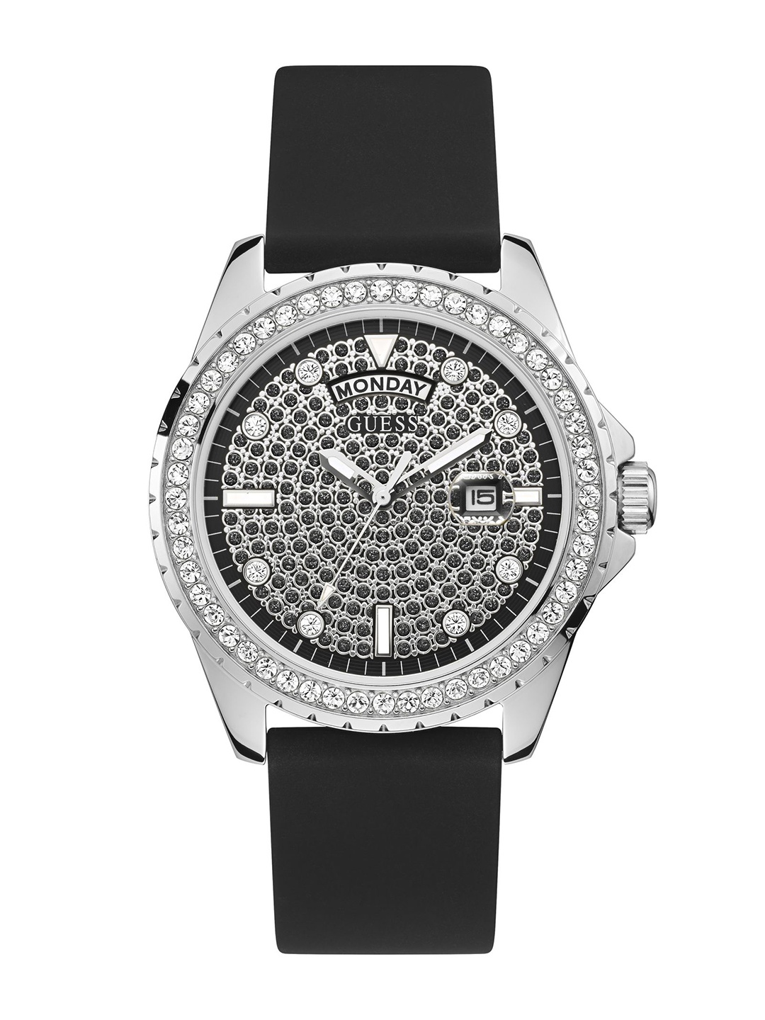 

GUESS Men Embellished Dial Comet Analogue Watch GW0396G1, Silver