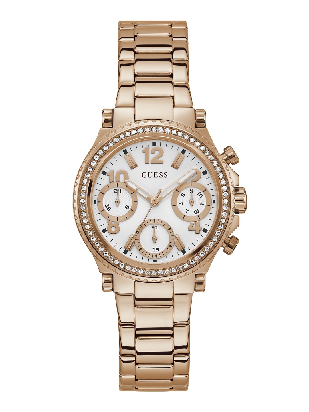 

GUESS Women Stainless Steel Bracelet Style Straps Cosmic Analogue Watch- GW0590L3, White