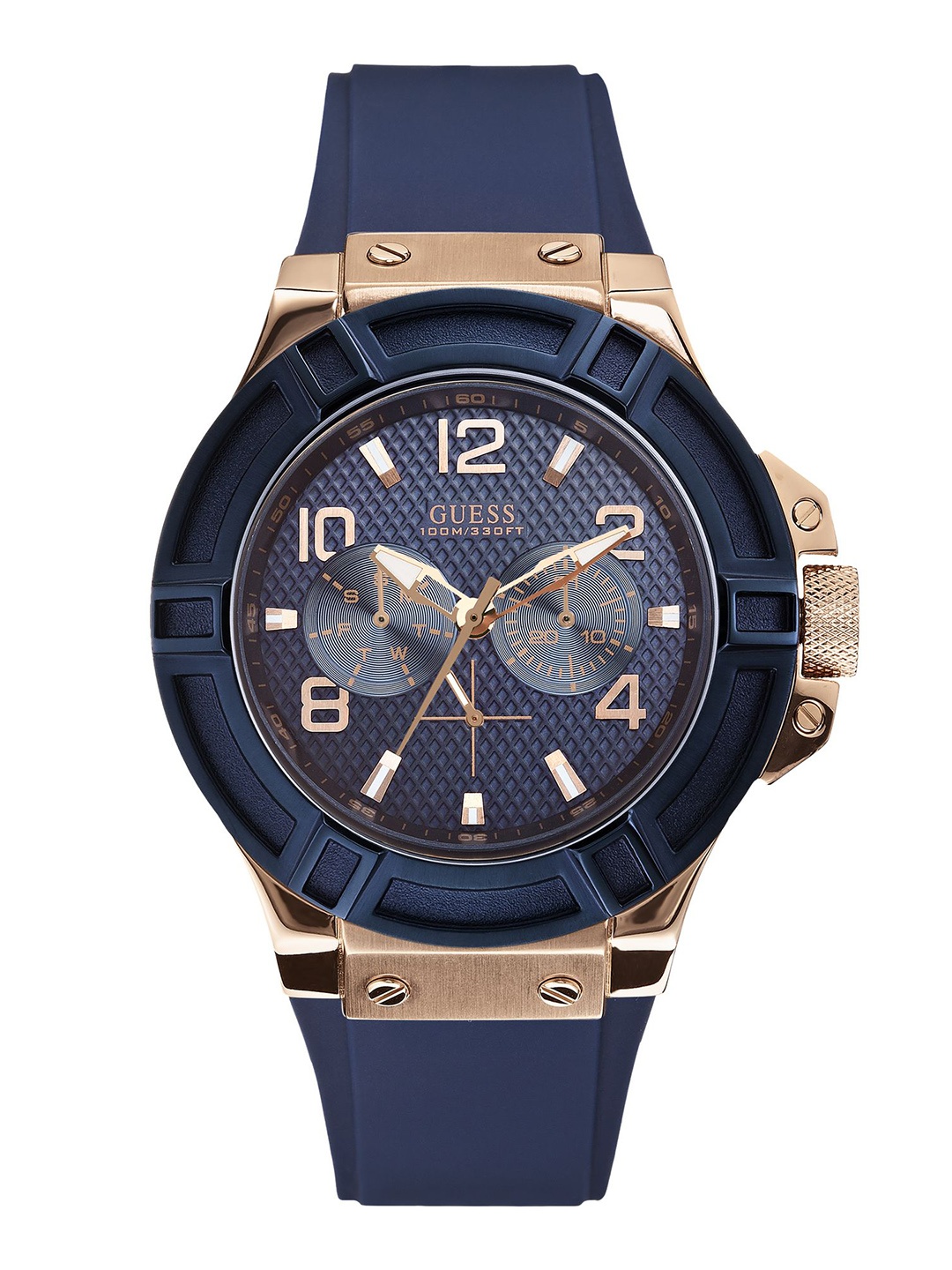 

GUESS Men Stainless Steel Textured Dial Rigor Analogue Watch U0247G3, Blue