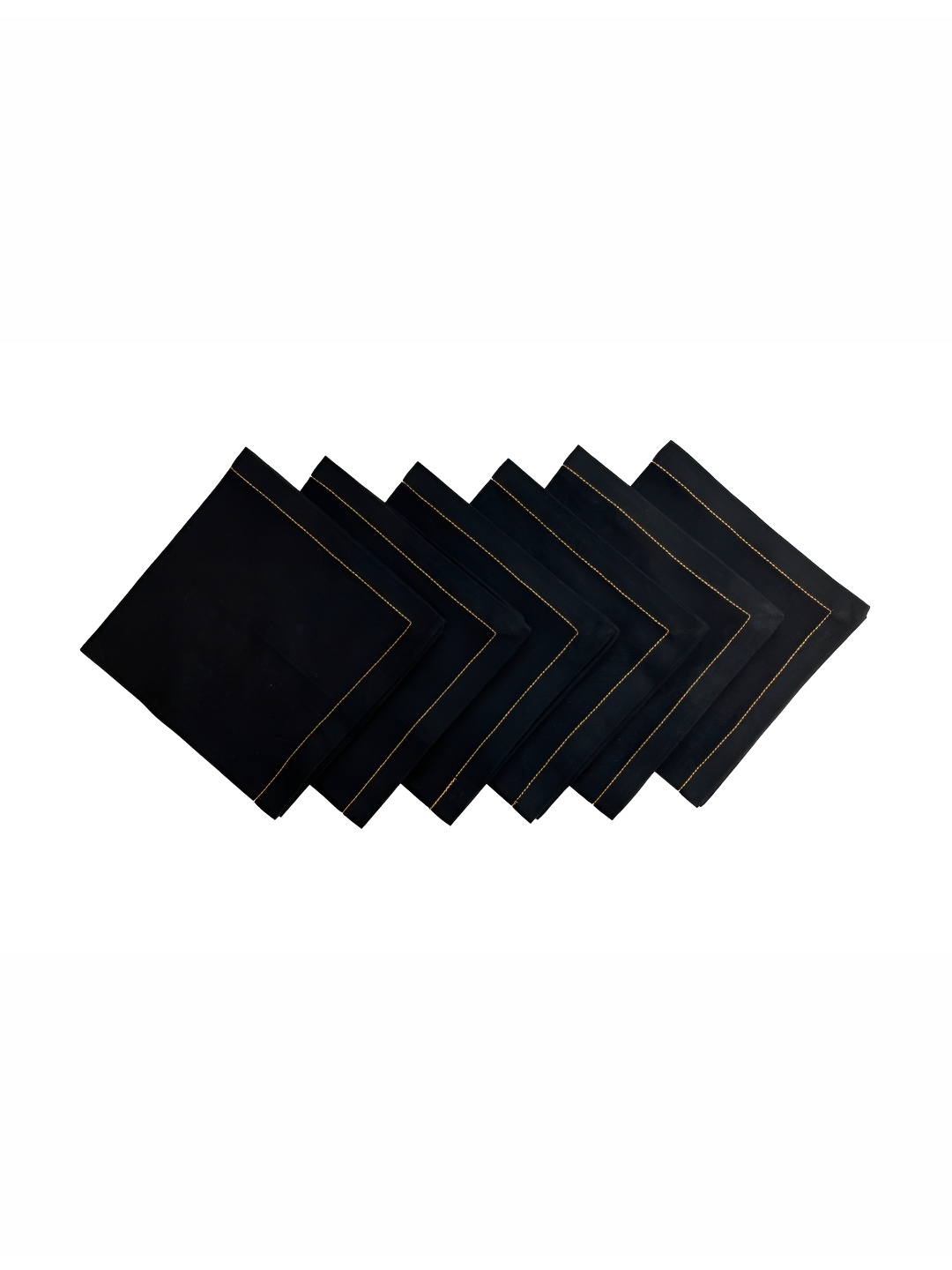 

FOVEROS Black 6 Pieces Contarst Colour Thread Work Cotton Dinning Table Napkins