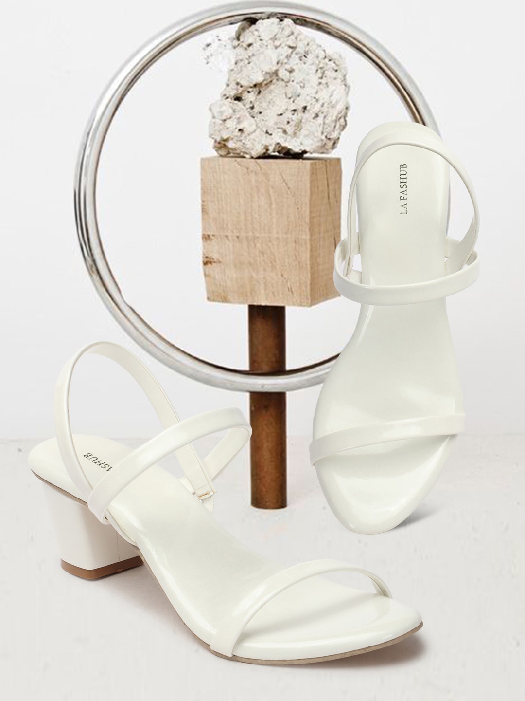 

OPHELIA Open Toe Block Heels, White