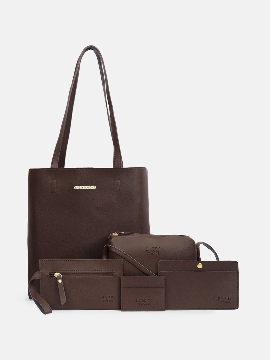 

Bagsy Malone Colourblocked PU Structured Tote Bag, Brown