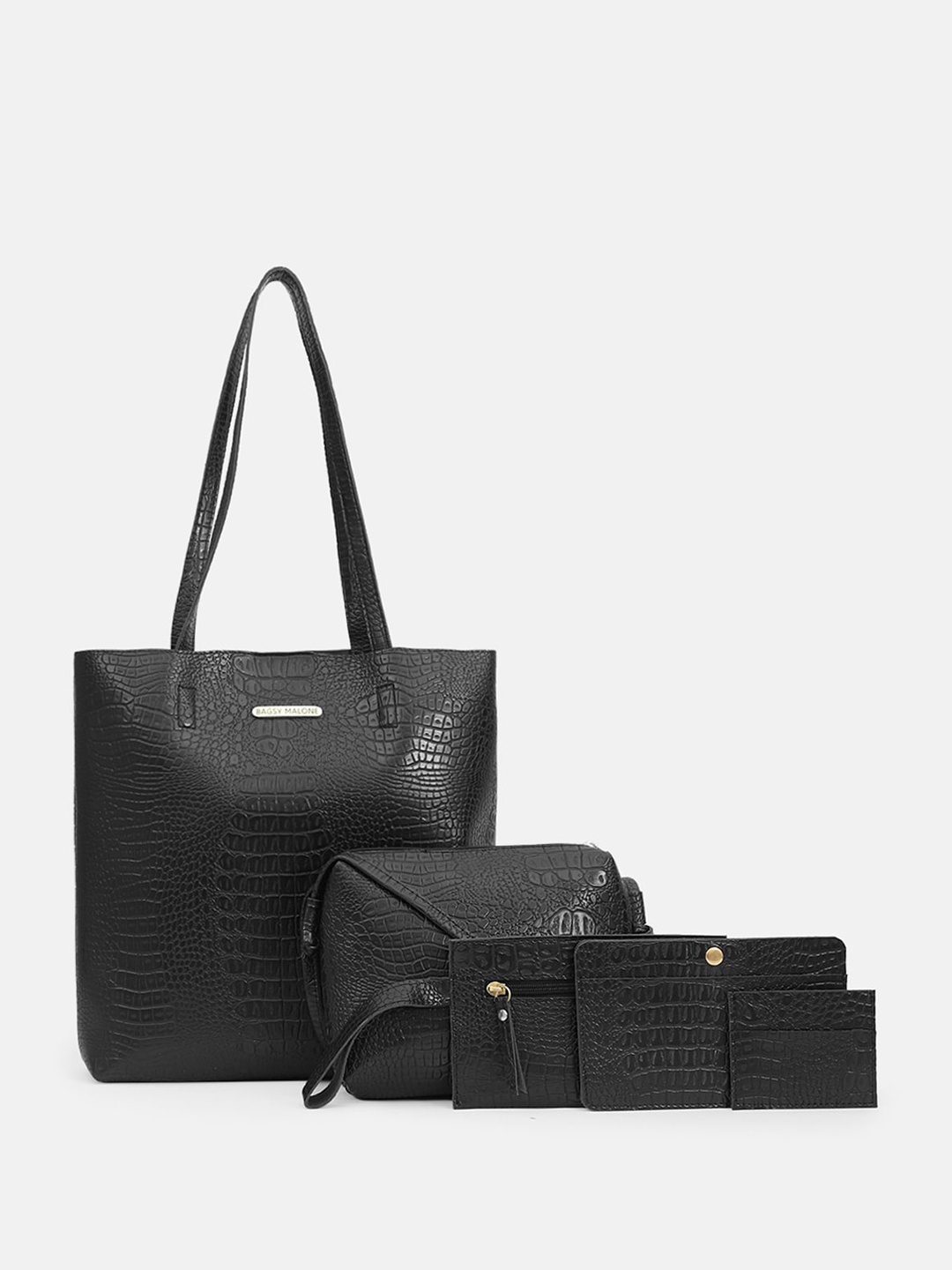 

Bagsy Malone Set Of 5 Textured Structured Shoulder Bag, Black