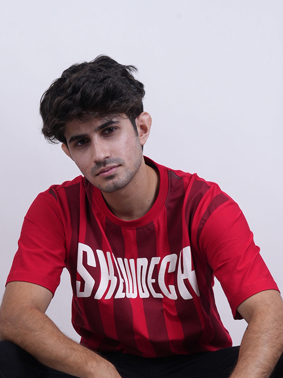 

Skewdeck Typography Printed Round Neck Cotton T-shirt, Red