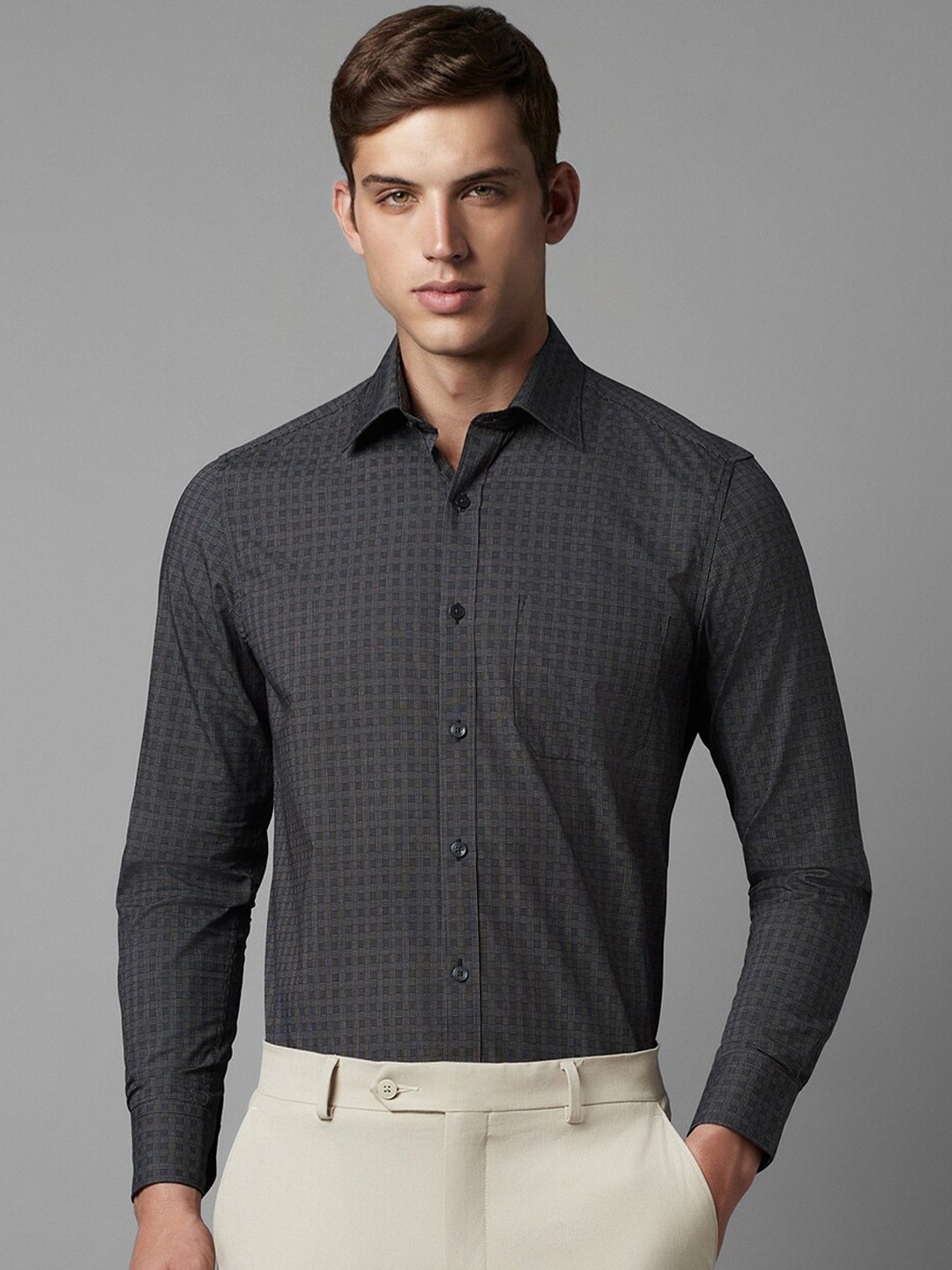 

Louis Philippe Classic Checked Pure Cotton Formal Shirt, Grey