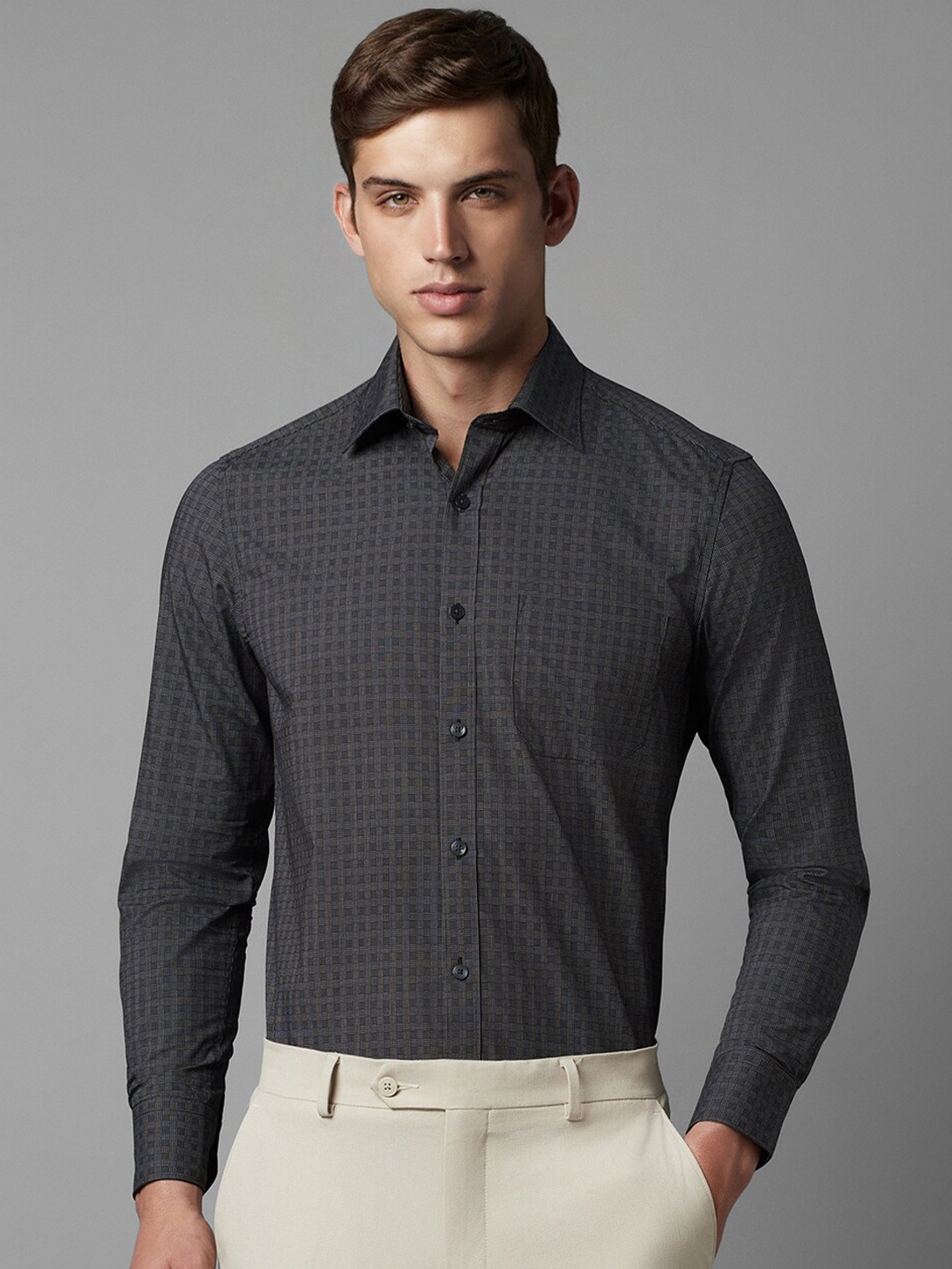 

Louis Philippe Classic Checked Pure Cotton Formal Shirt, Grey