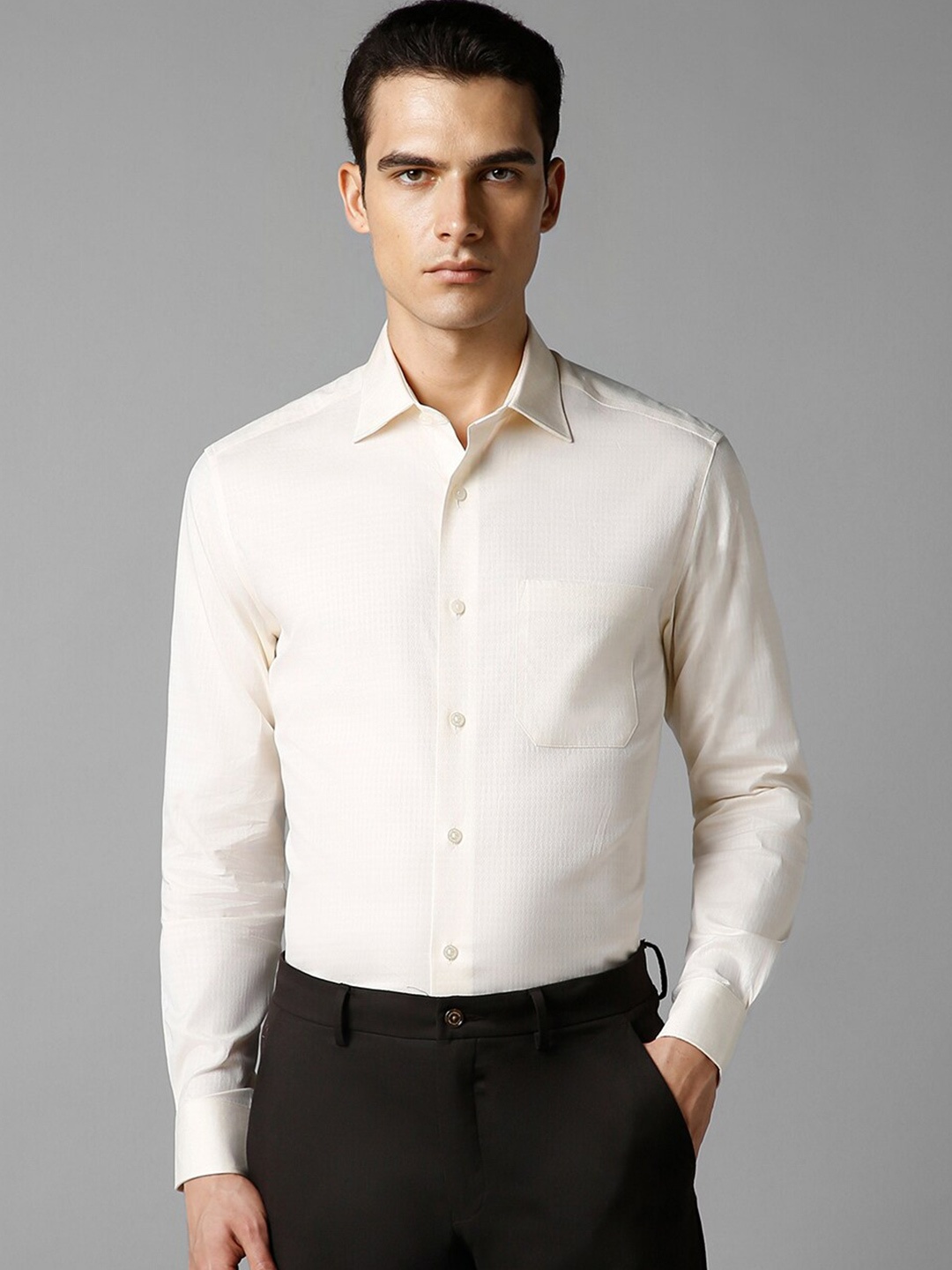 

Louis Philippe Classic Pure Cotton Formal Shirt, Cream