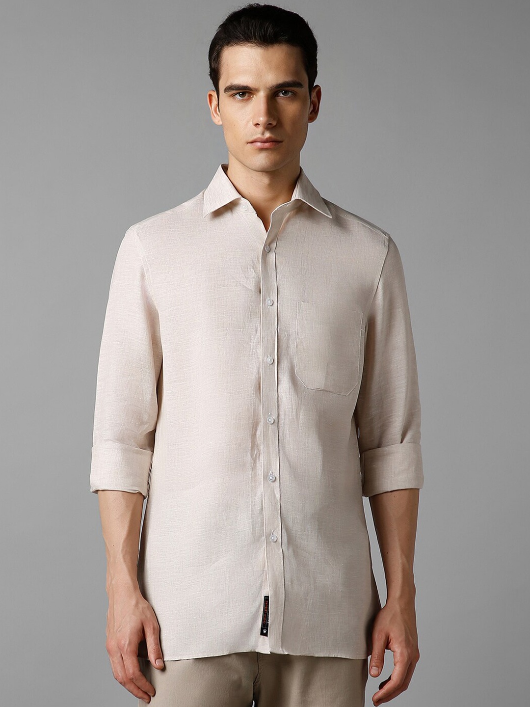 

Louis Philippe Pure Linen Casual Shirt, Beige