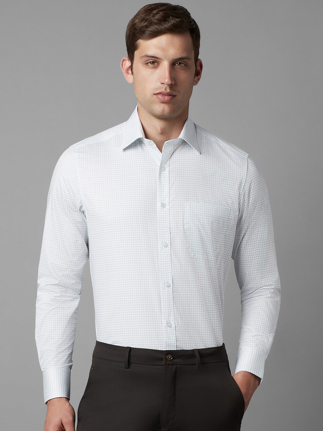 

Louis Philippe Printed Full Sleeves Cotton Formal Shirt, Blue
