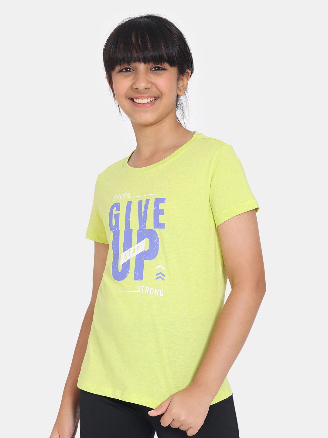 

Rosaline by Zivame Girls Typography Printed Round Neck Short Sleeves T-shirt, Yellow