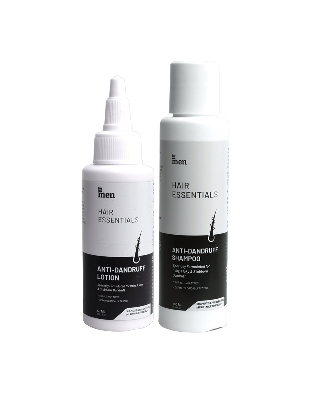 

ForMen 2-Pcs Hair Essentials Anti-Dandruff Lotion 60ml & Shampoo 100ml, White